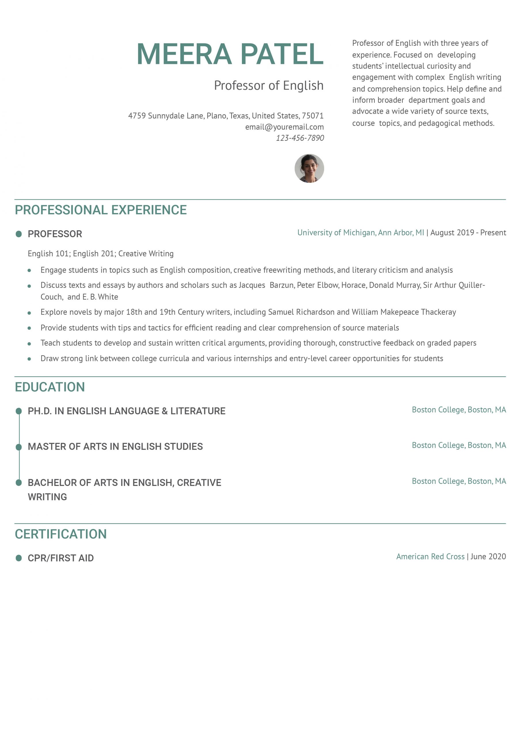Professor Resume Examples and Templates for 2024