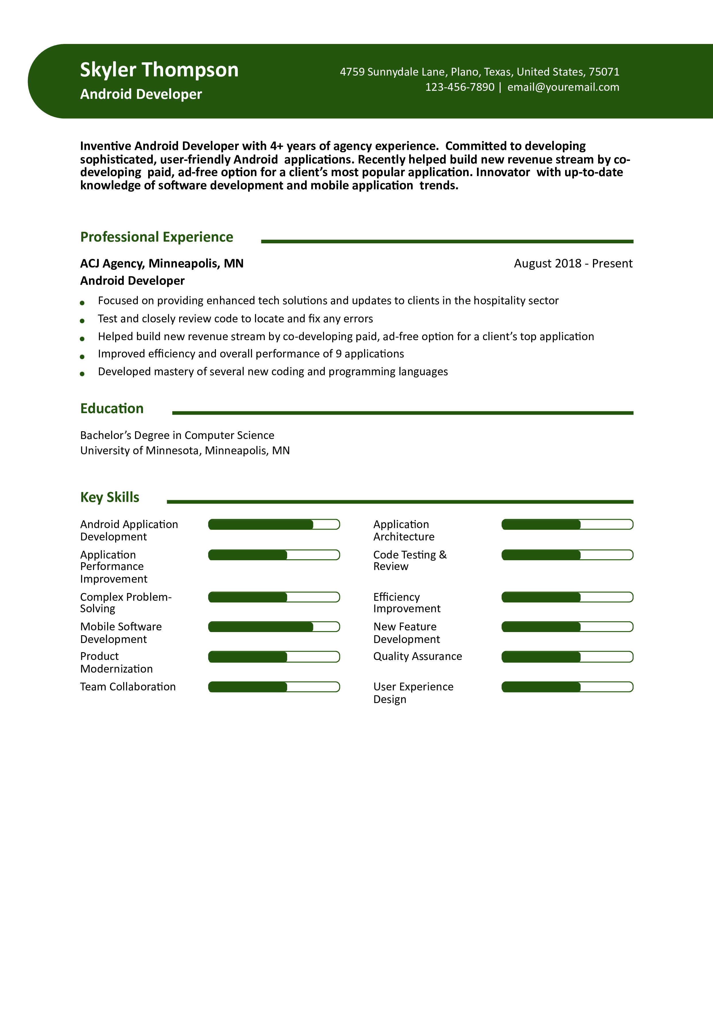 Android Developer Resume Examples and Templates for 2024