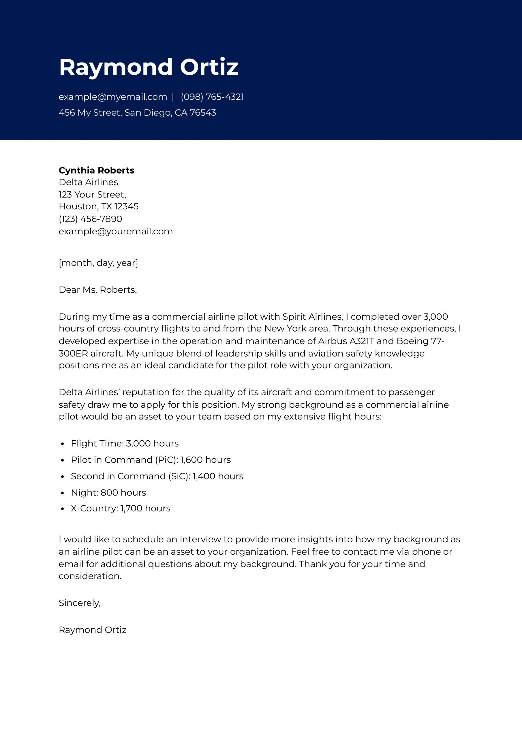 Aviation Cover Letter Examples and Templates for 2024