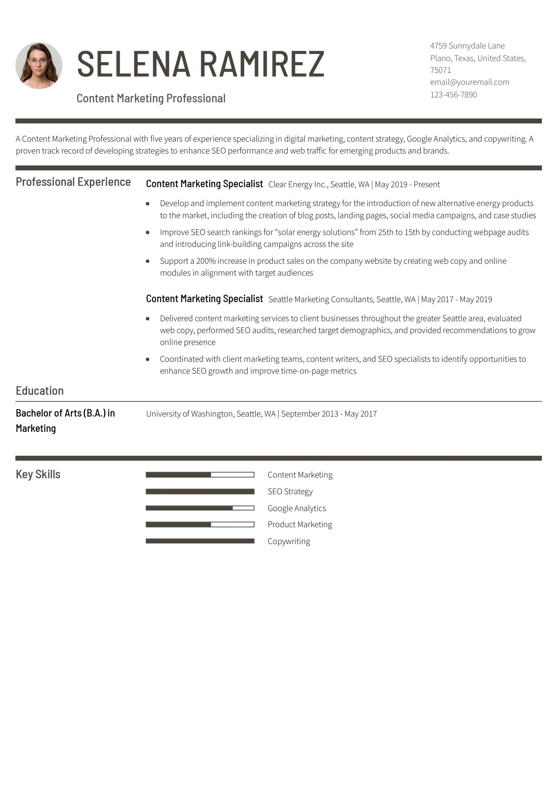 Content Marketing Resume Examples and Templates for 2024
