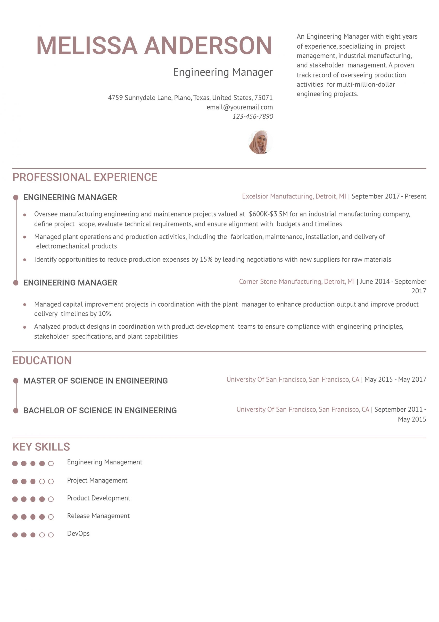 Engineering Manager Resume Examples and Templates for 2024