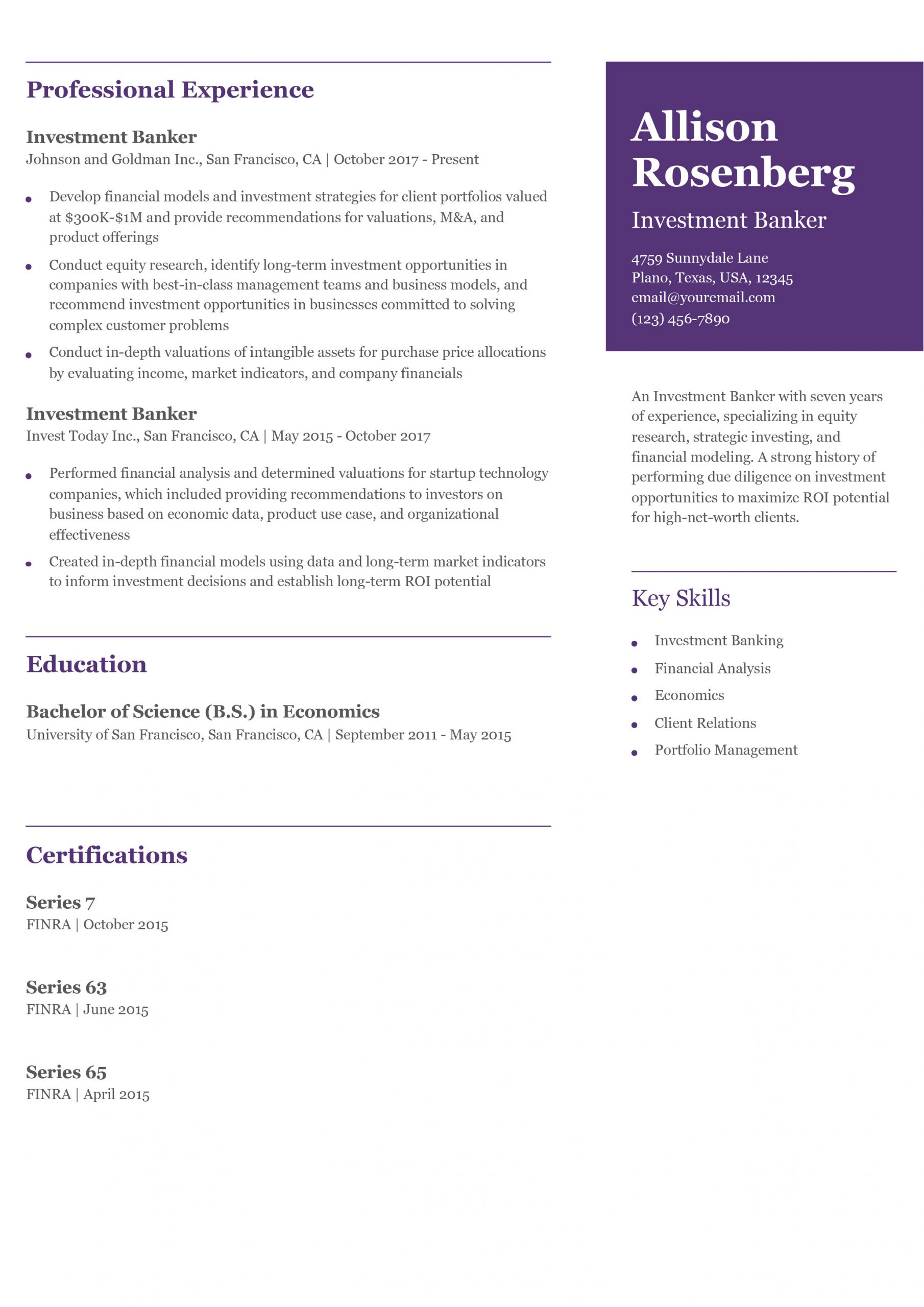 Investment Banking Resume Examples and Templates for 2024