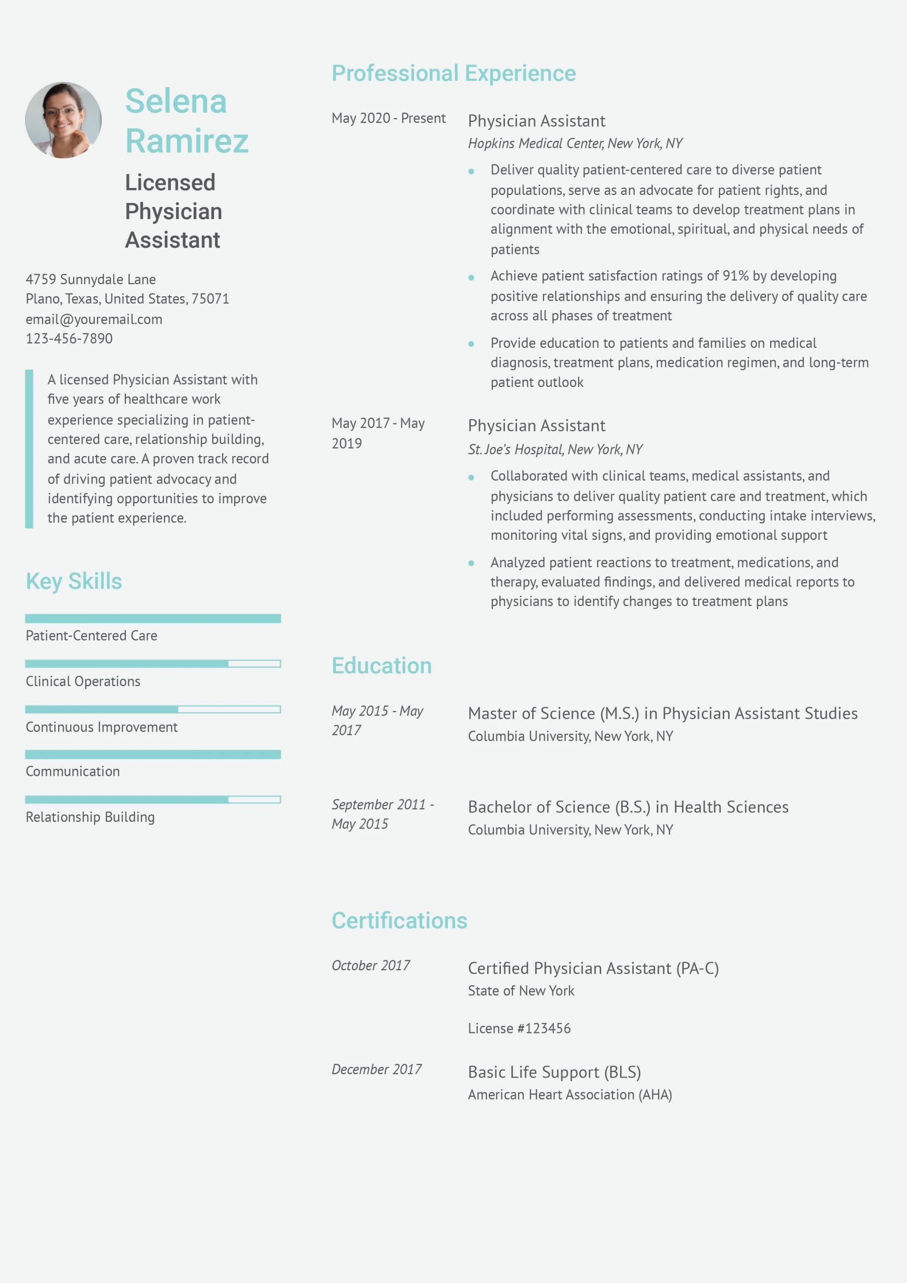 Physician Assistant Resume Examples and Templates for 2024