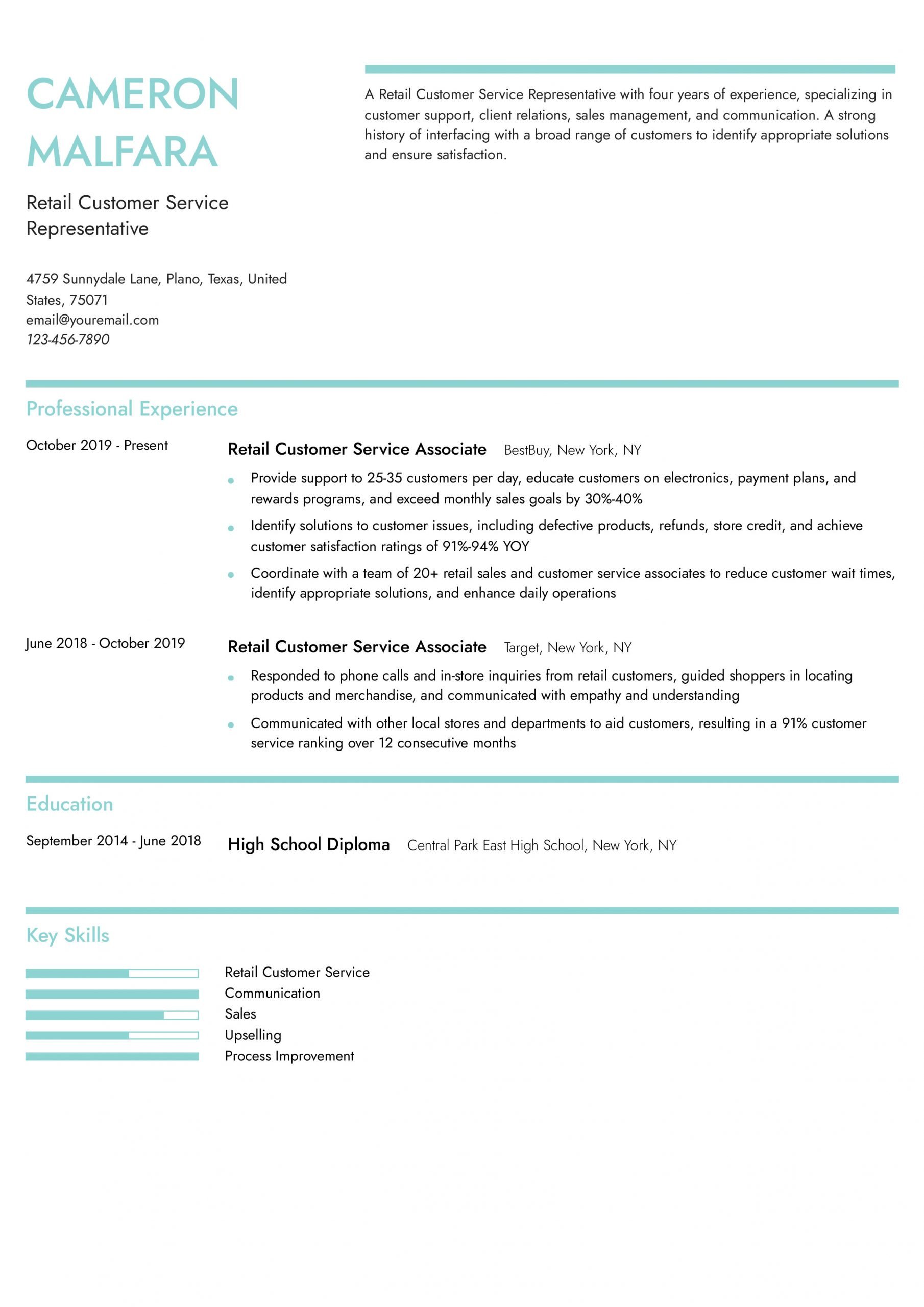 Retail Customer Service Representative Resume Examples and Templates for 2024