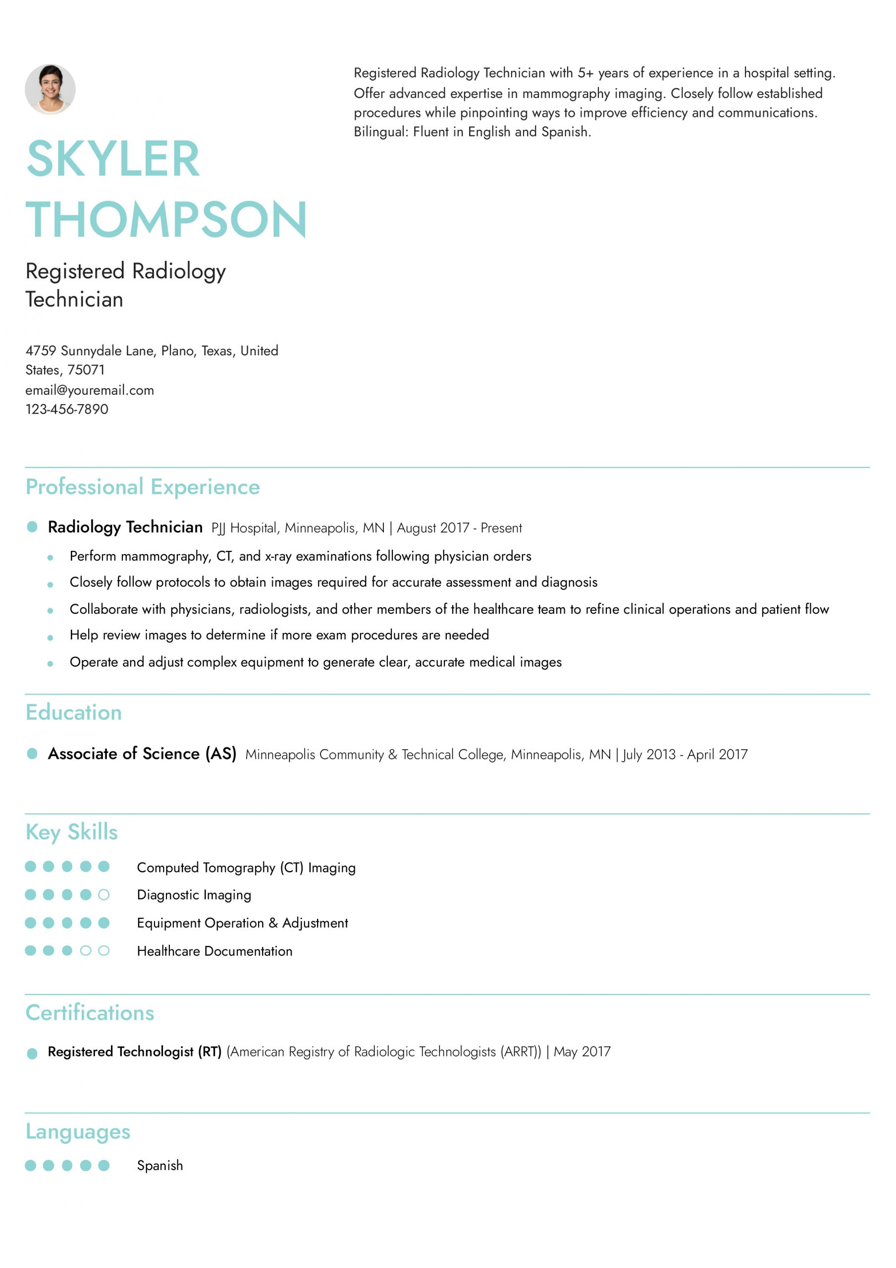 Radiology Technician Resume Examples and Templates for 2024