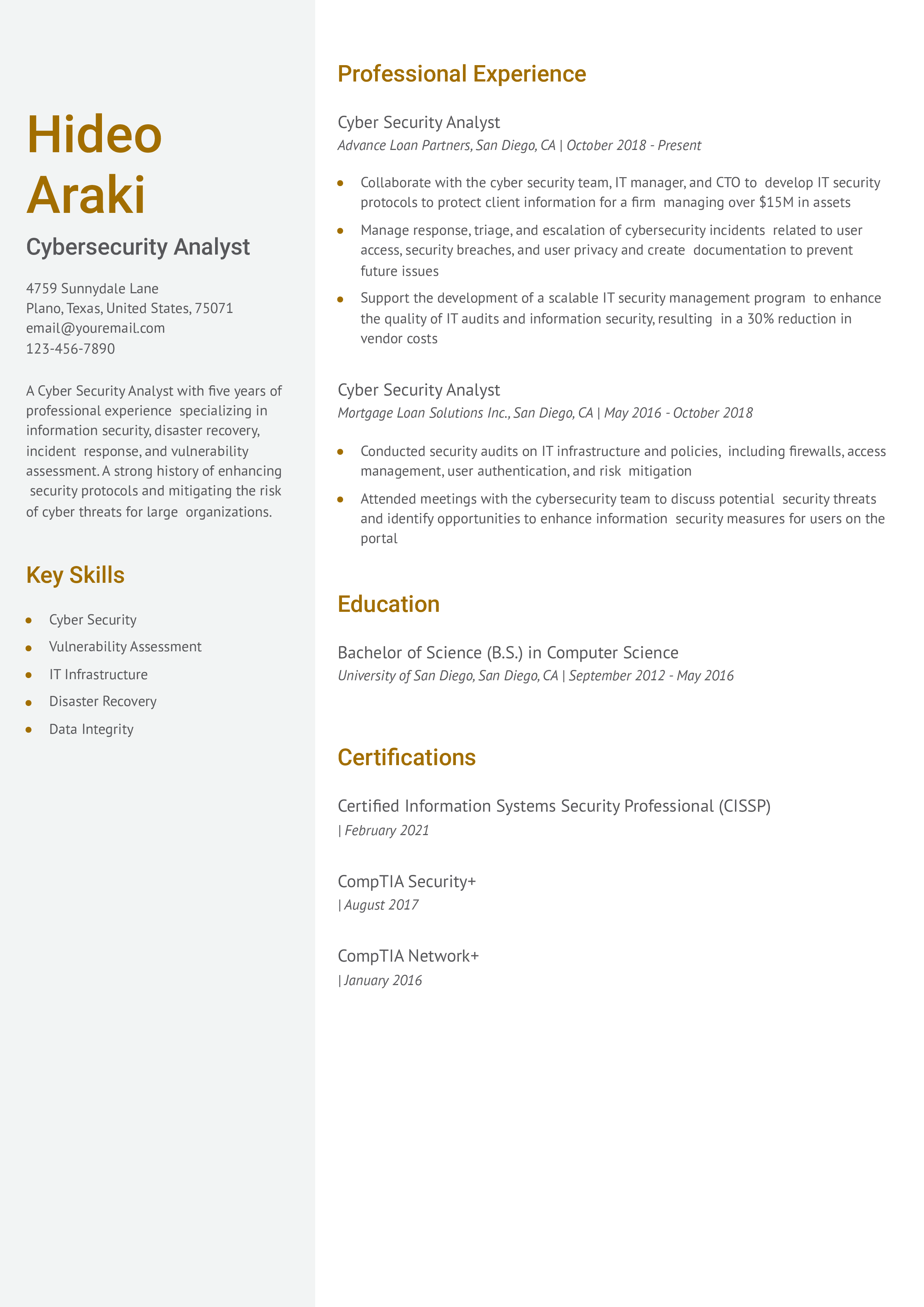 Cybersecurity Analyst Resume Examples and Templates for 2024