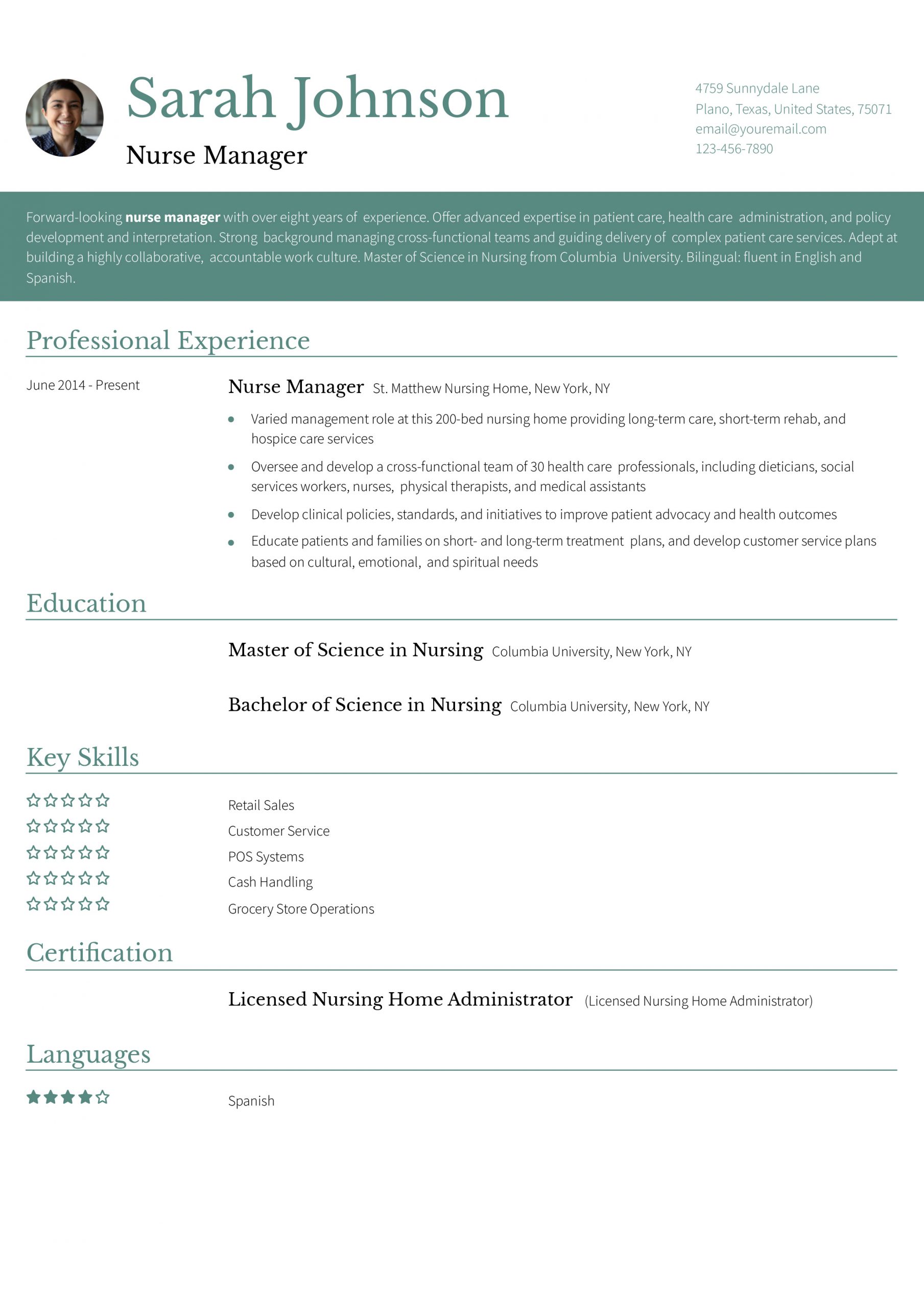 Health Care Management Resume Examples and Templates for 2024