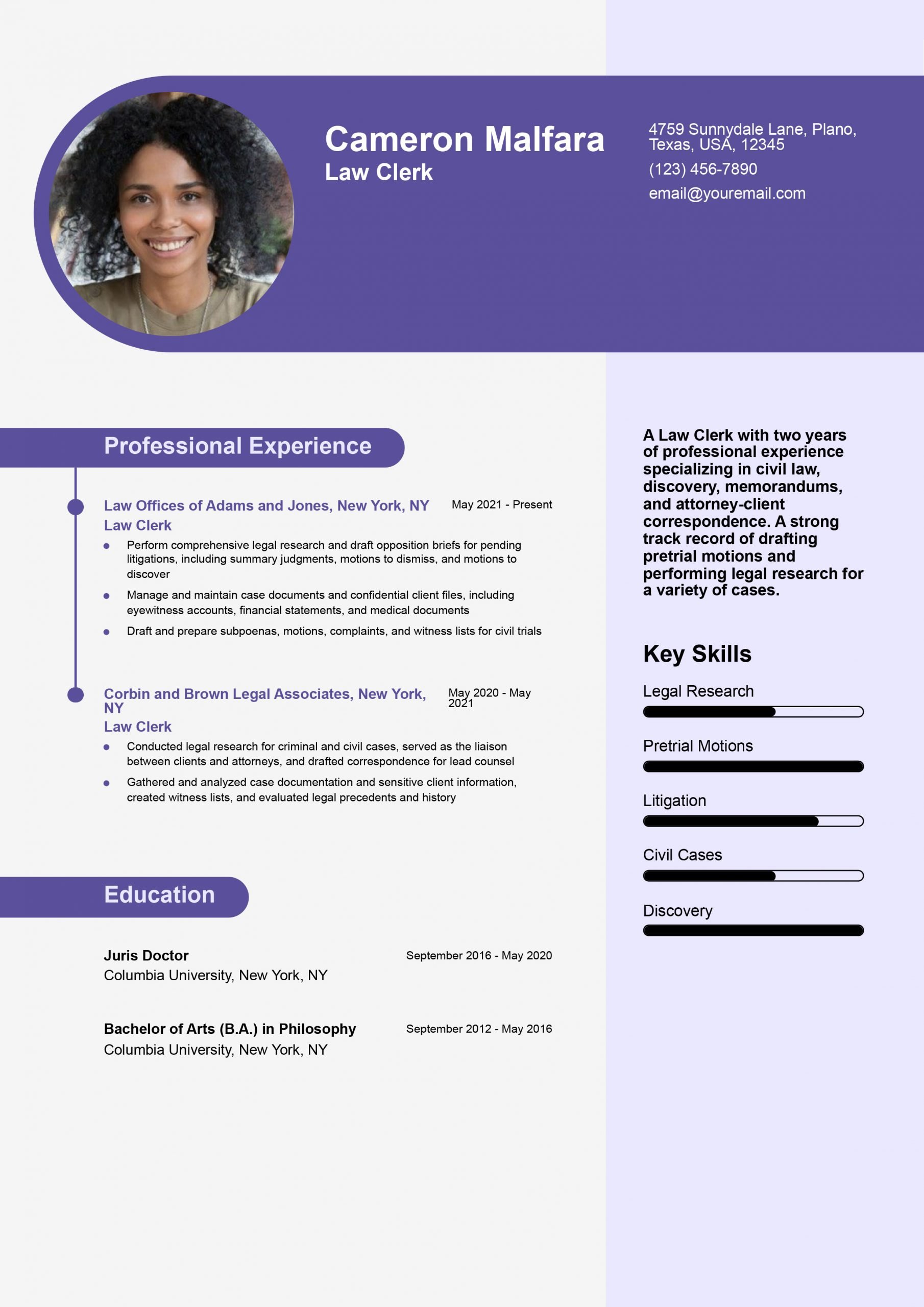 Law Clerk Resume Examples and Templates for 2024