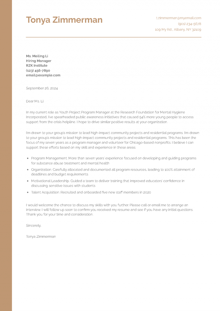 Program Manager Cover Letter Examples and Templates for 2024 ...