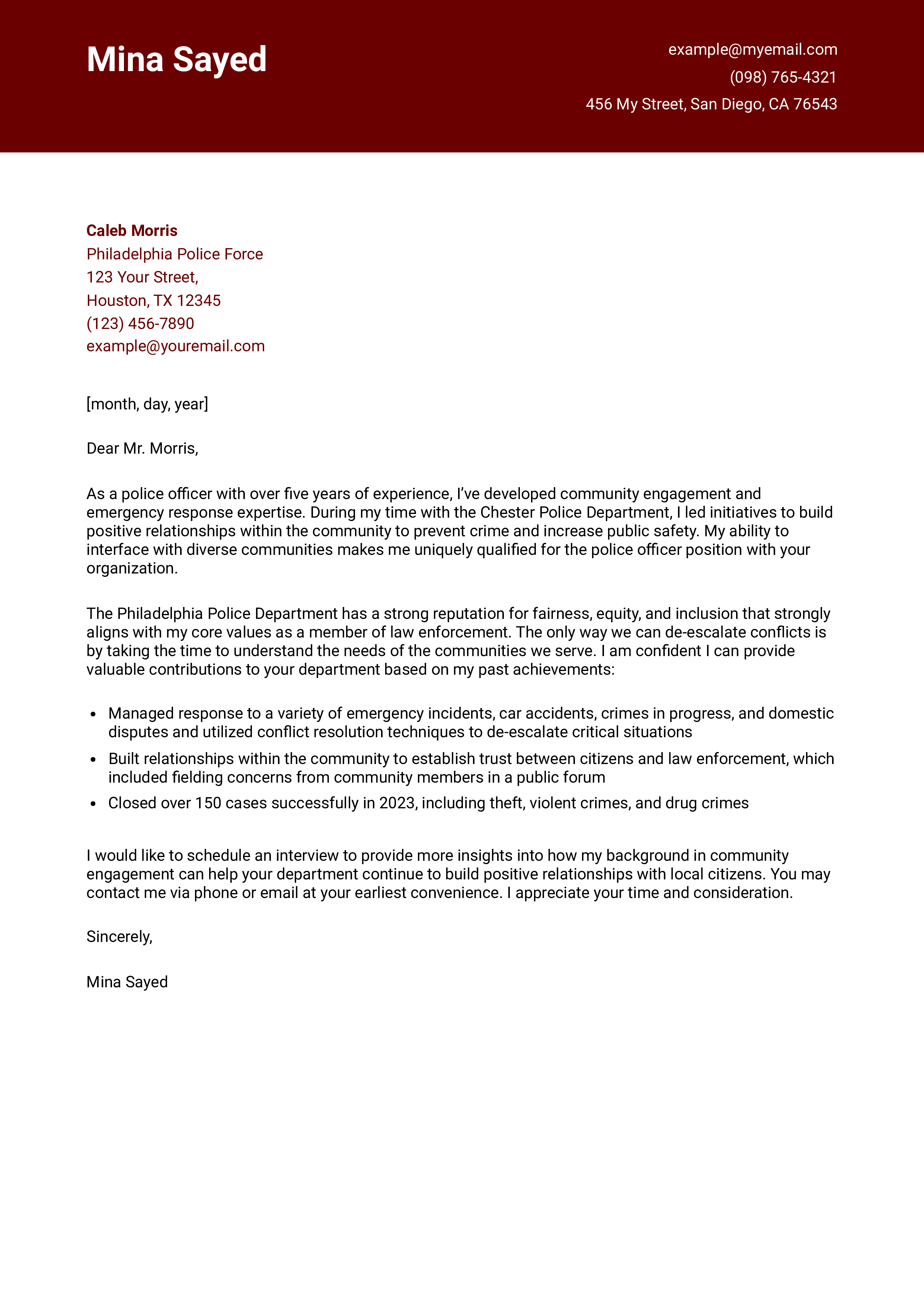 Law Enforcement Cover Letter Examples and Templates for 2024