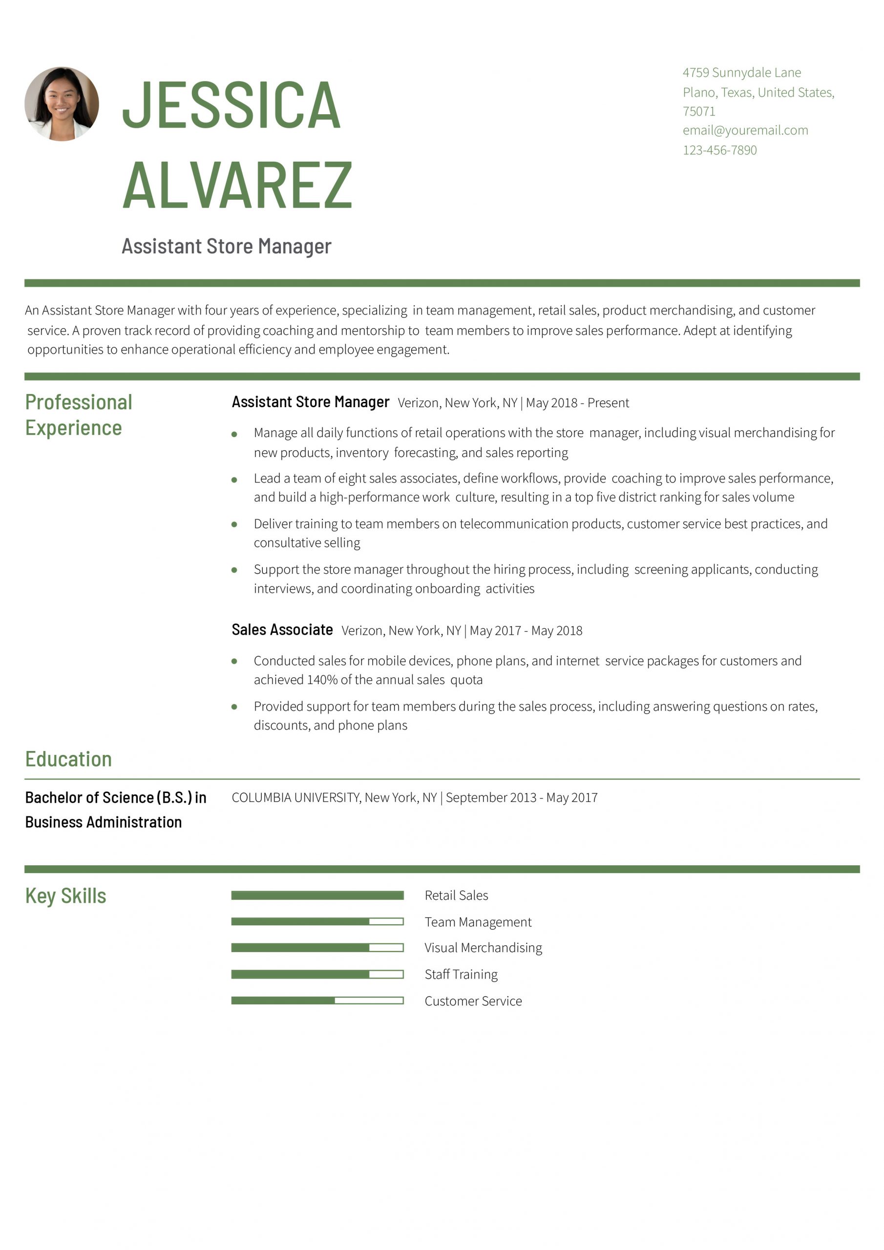 Assistant Store Manager Resume Examples and Templates for 2024