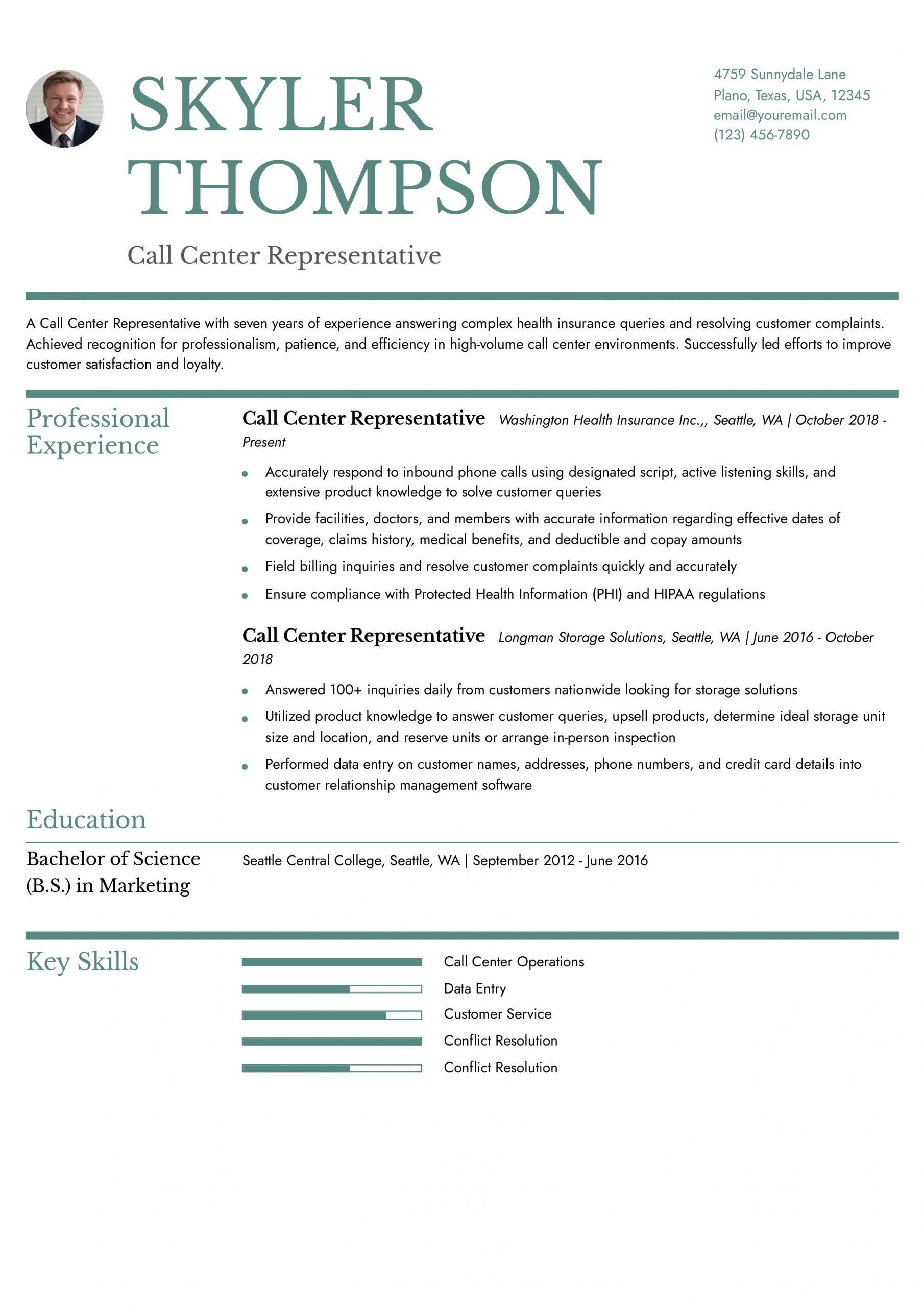 Call Center Representative Resume Examples and Templates for 2024