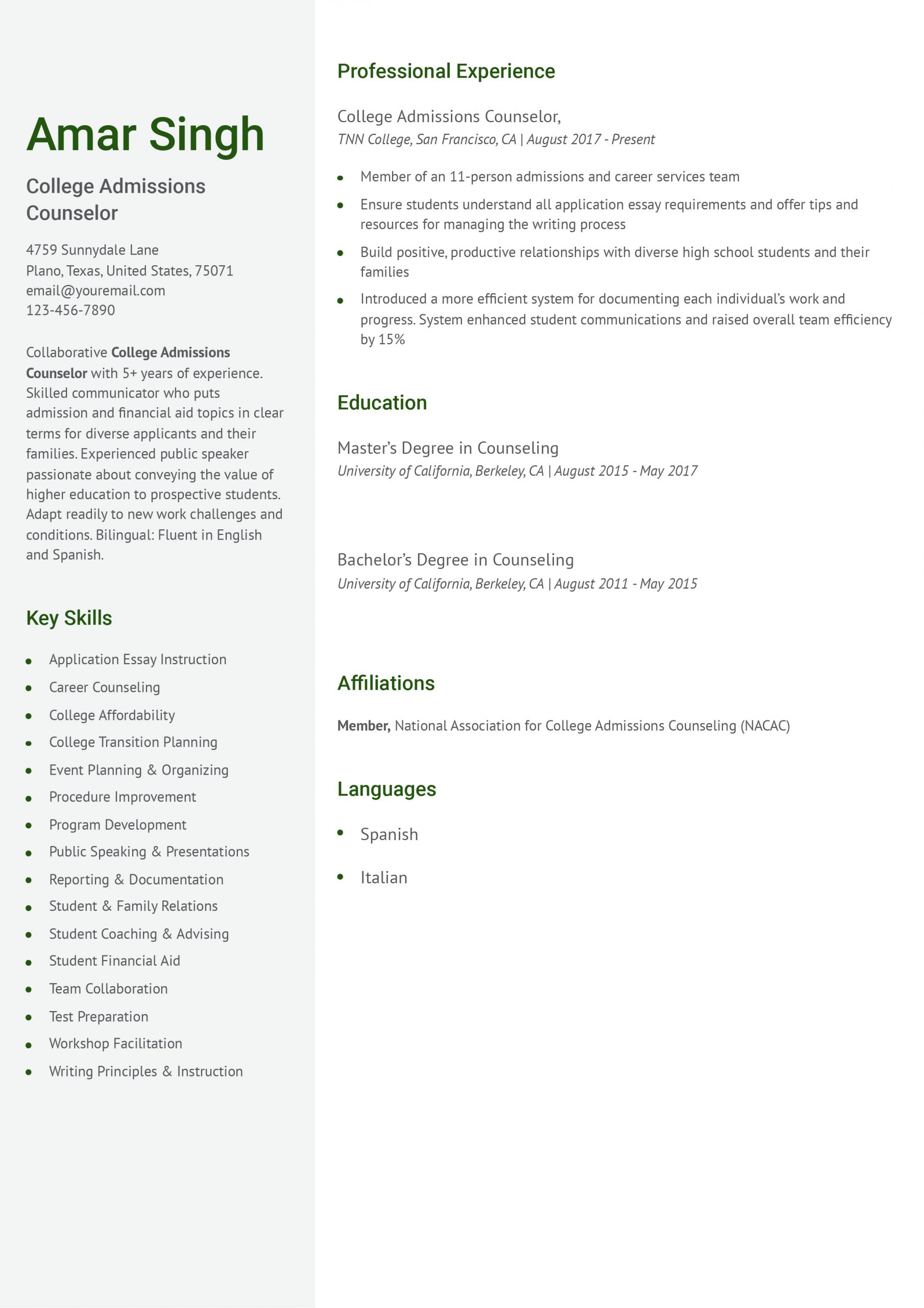 College Admissions Counselor Resume Examples and Templates for 2024