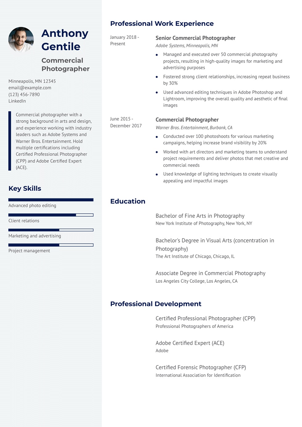 10 Photographer Resume Examples And Templates For 2024 - Resumebuilder.com