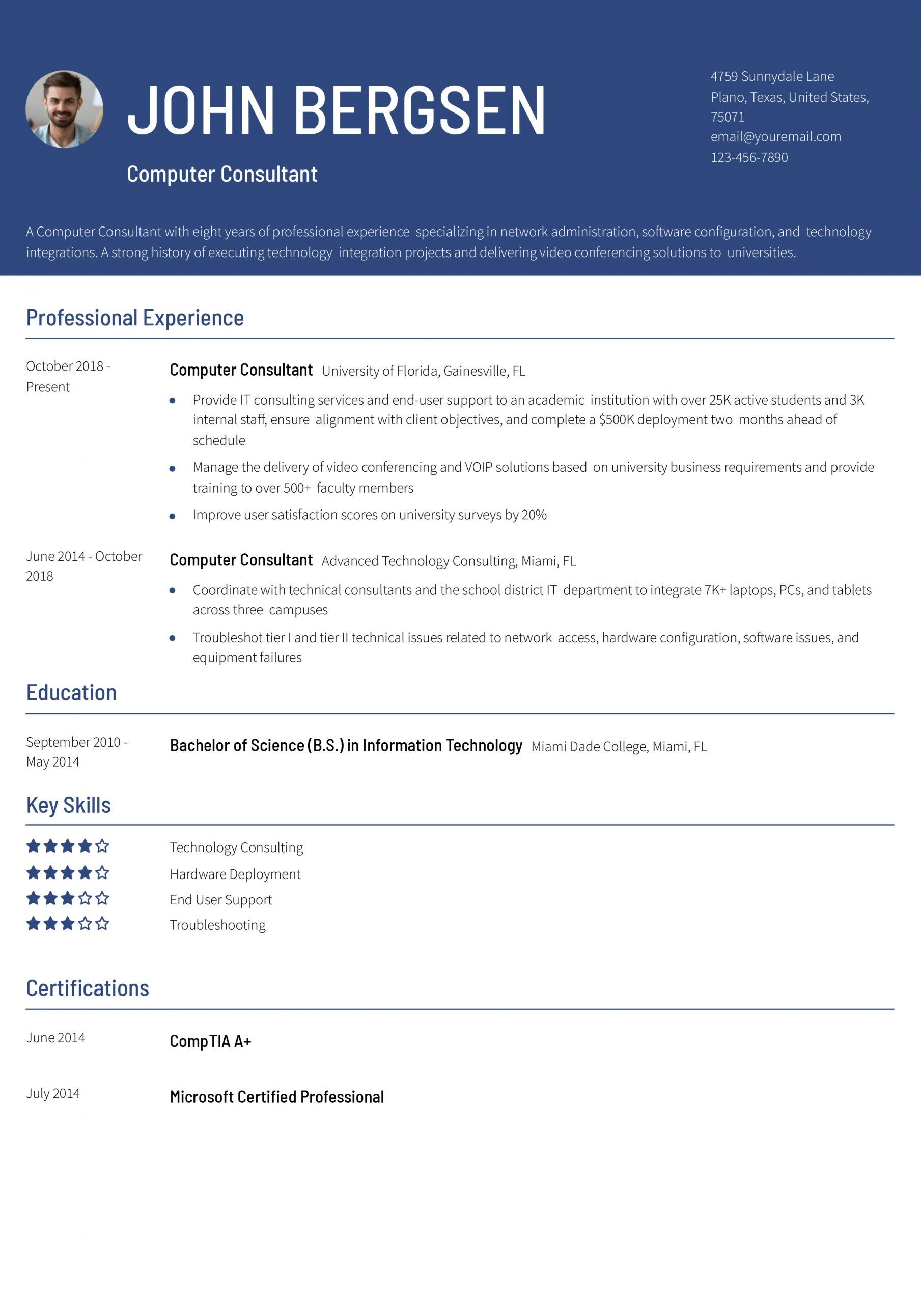 Computer Consultant Resume Examples and Templates for 2024