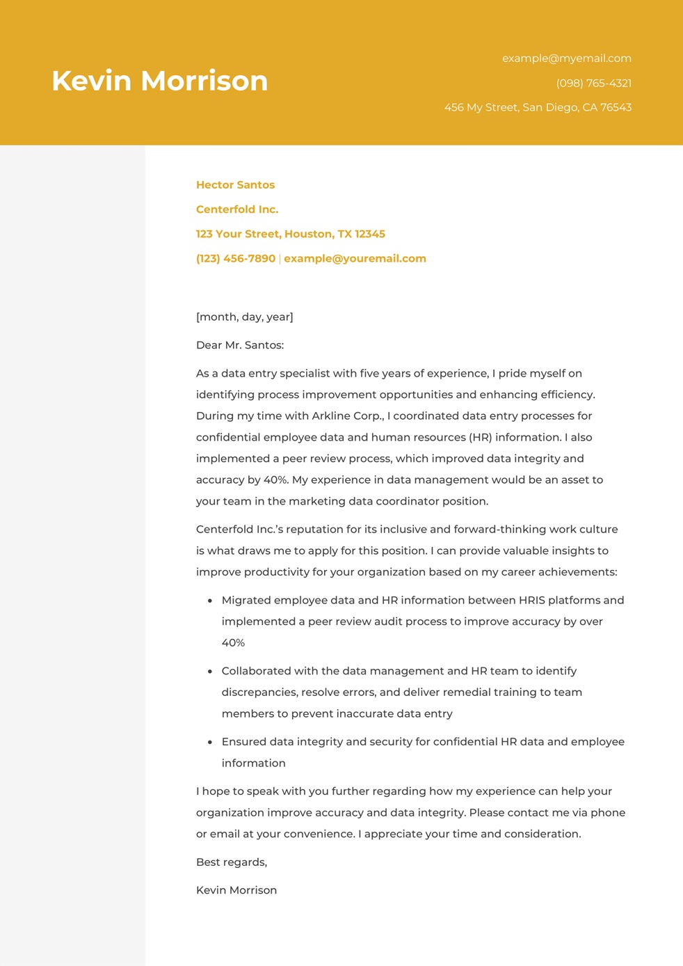 Data Entry Cover Letter Examples and Templates for 2024