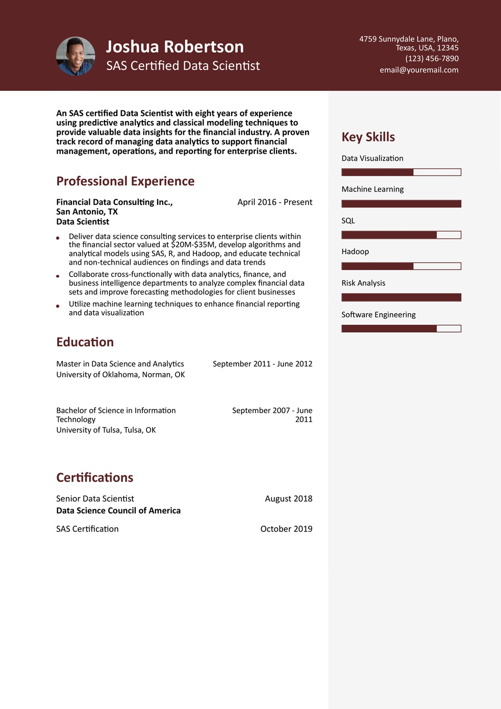 Data Scientist Resume Example