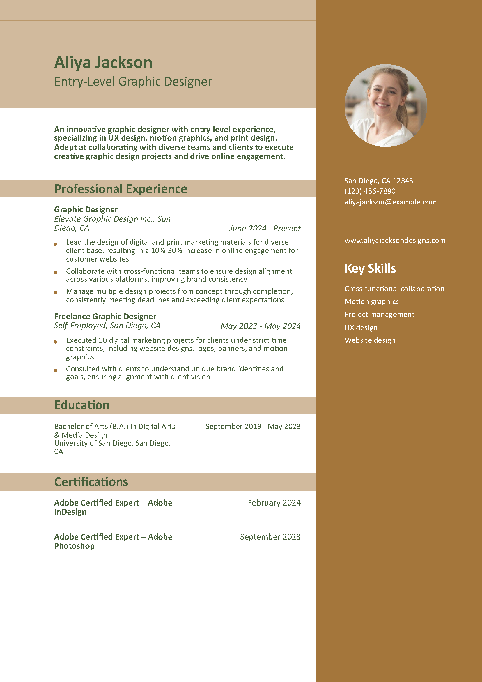 Entry-Level Graphic Designer Resume Example