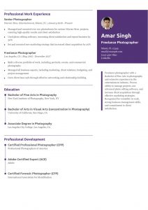 Freelance Photographer Resume Example