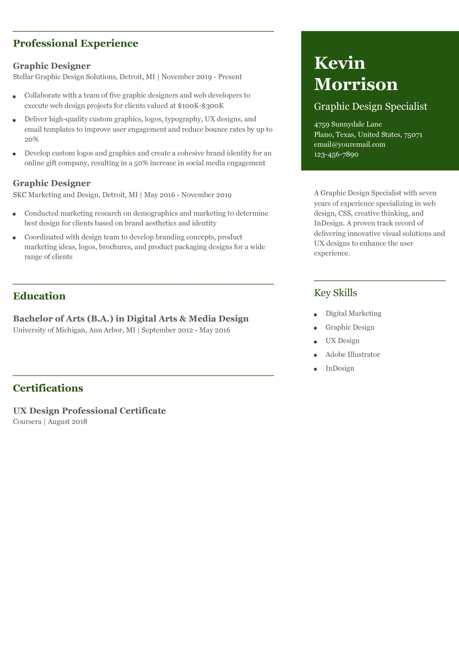 Graphic Design Resume Examples and Templates for 2024