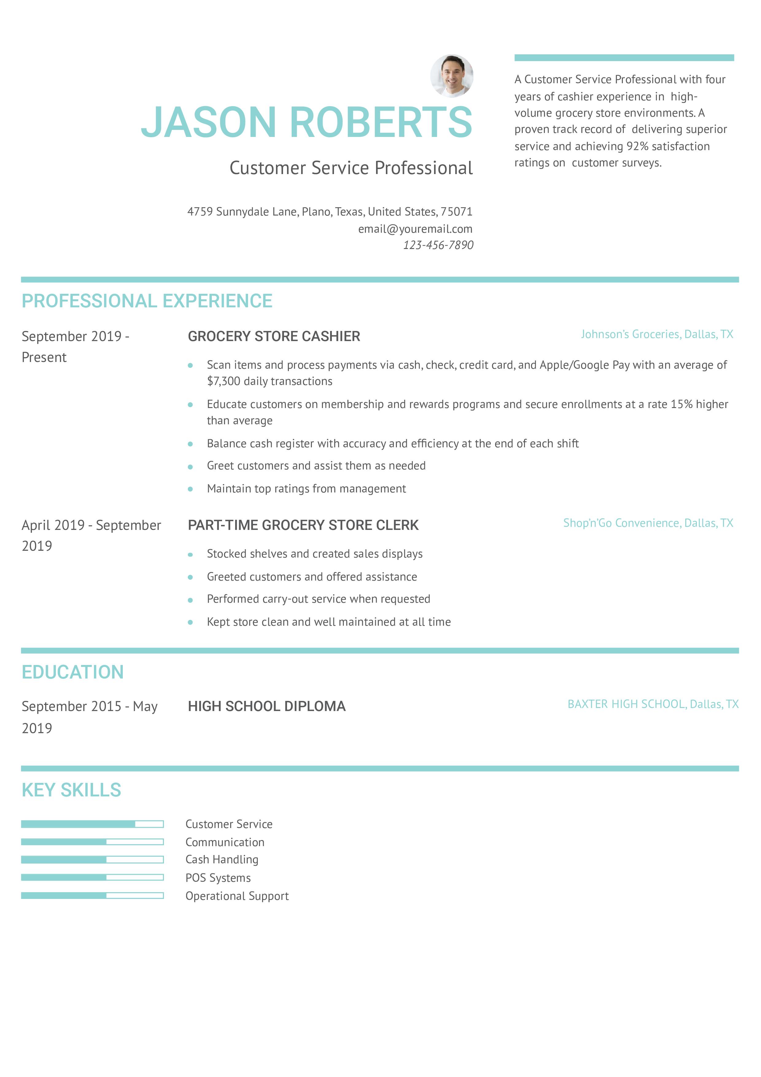 Grocery Store Cashier Resume Examples and Templates for 2024