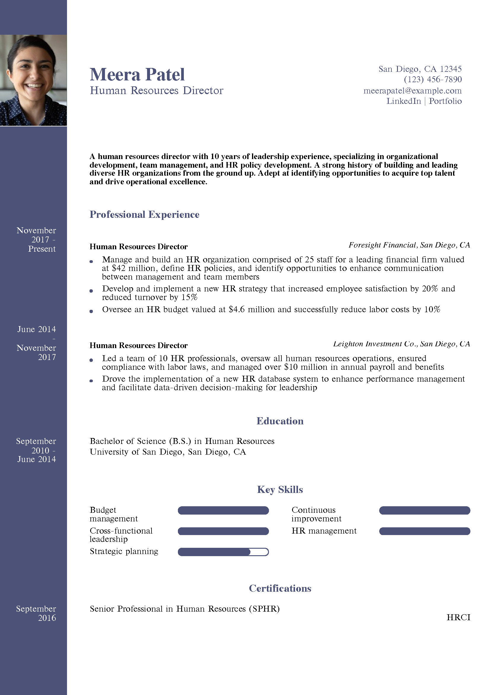 Human Resources Director Resume Example