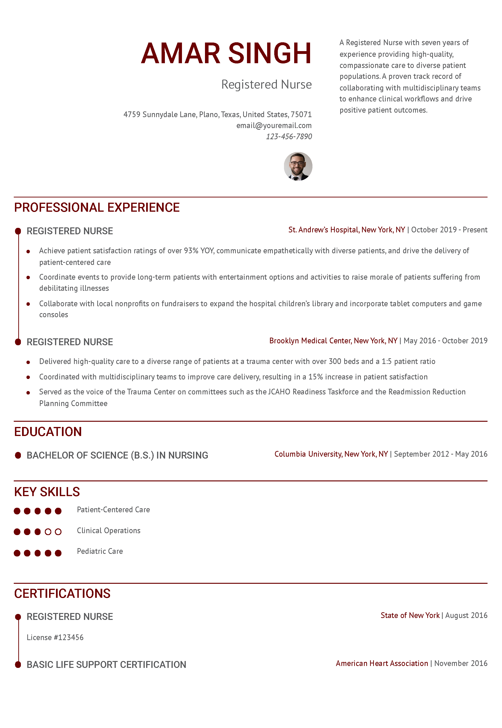 Nurse Resume Example