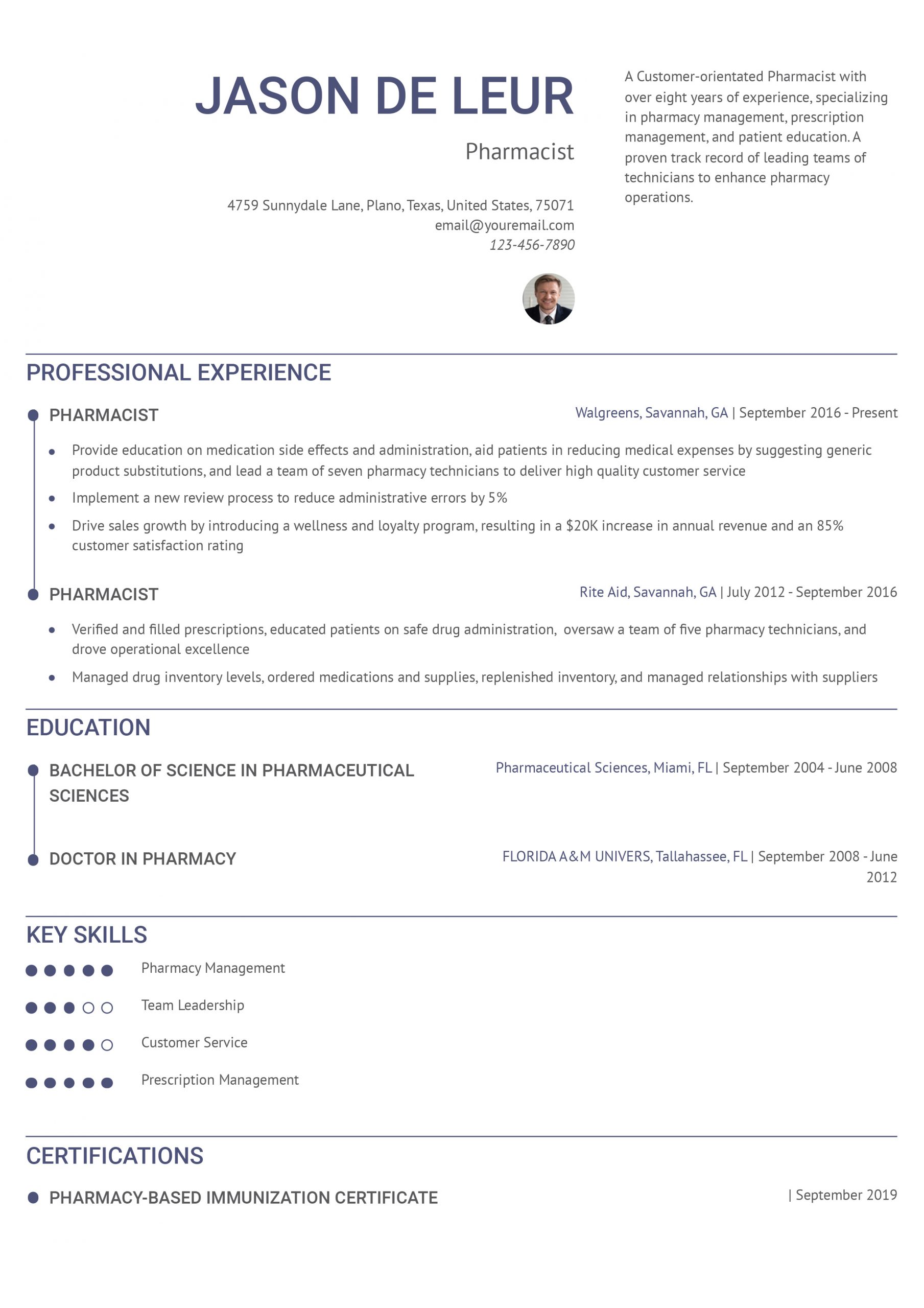 Pharmacist Resume Examples and Templates for 2024