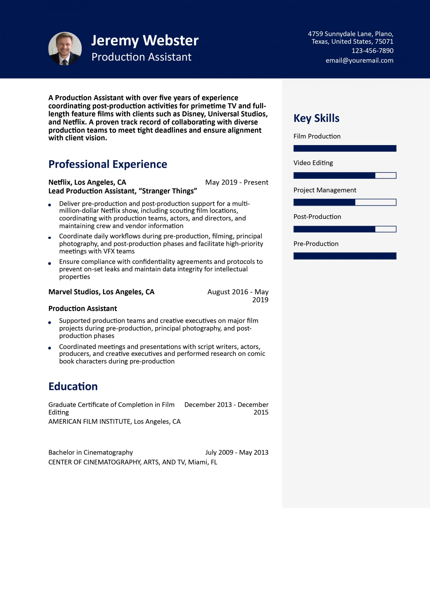 Production Assistant Resume Examples and Templates for 2024