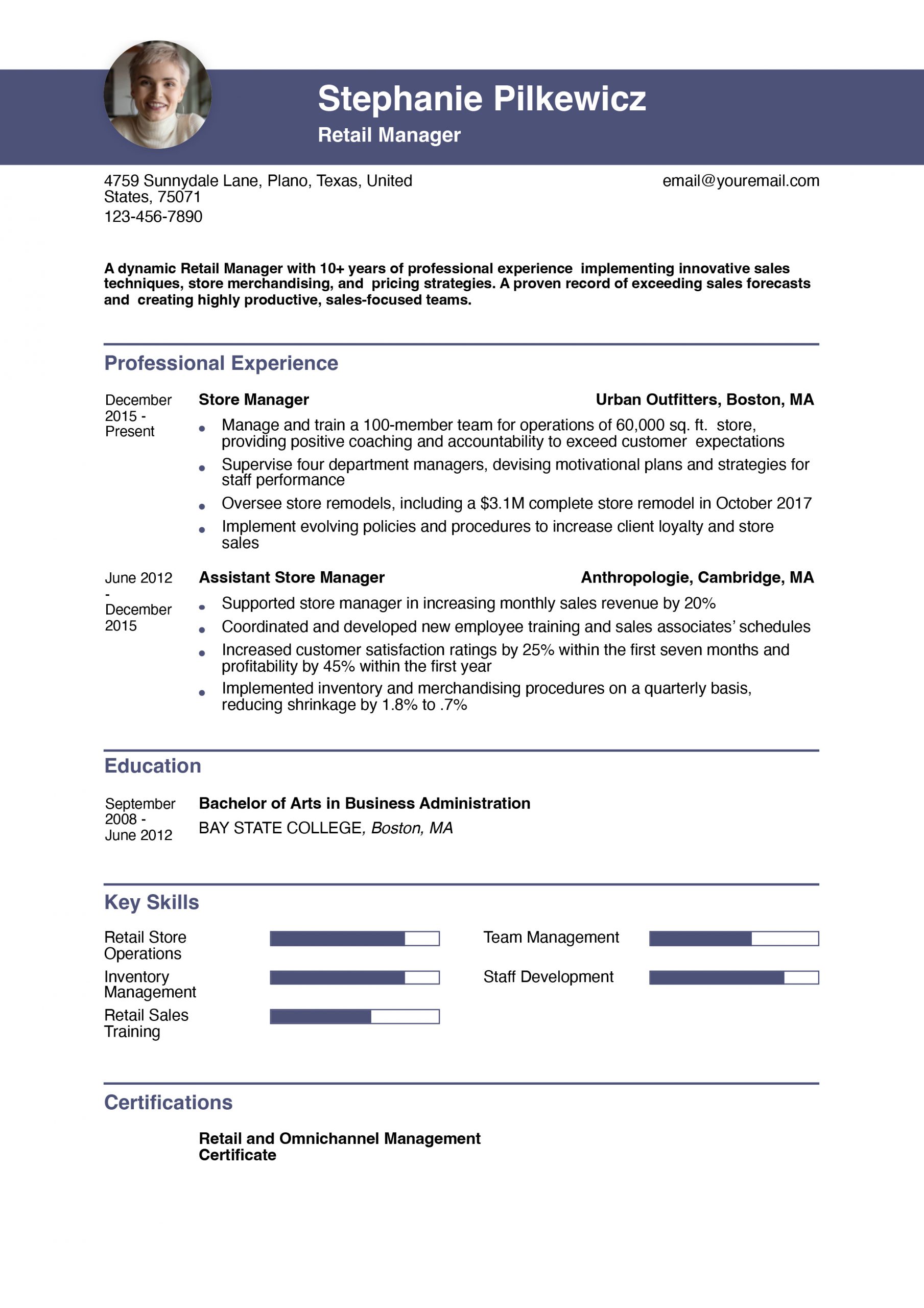 Retail Manager Resume Examples and Templates for 2024