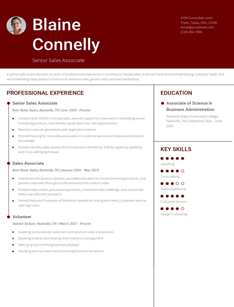 Senior Sales Associate Resume Examples and Templates for 2024