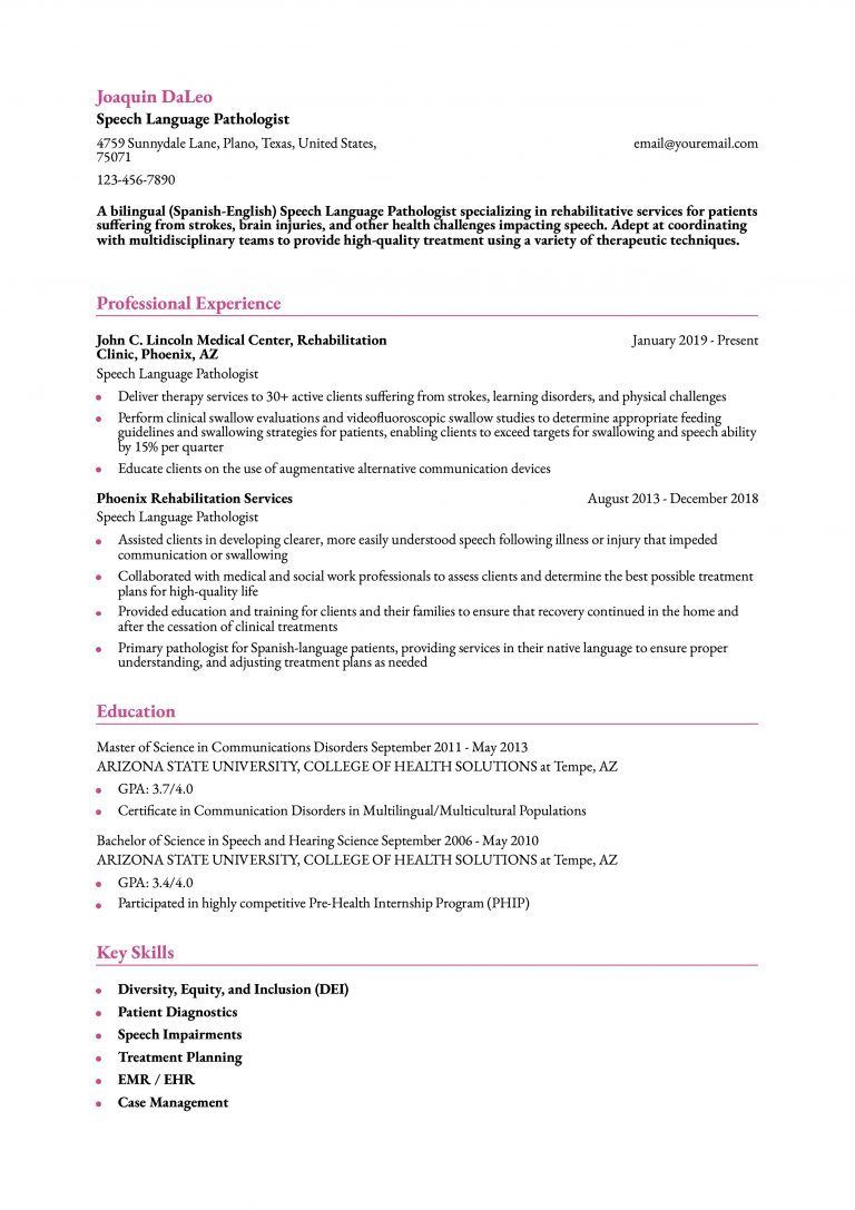 Speech-Language Pathologist Resume Examples and Templates for 2024 ...