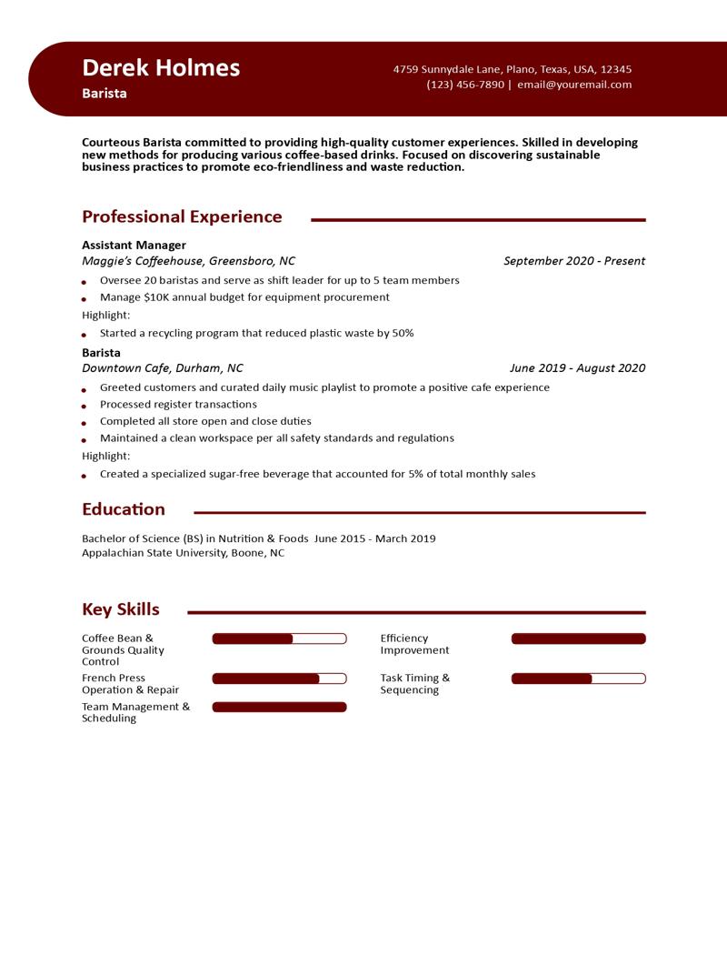 Barista Resume Examples and Templates for 2024