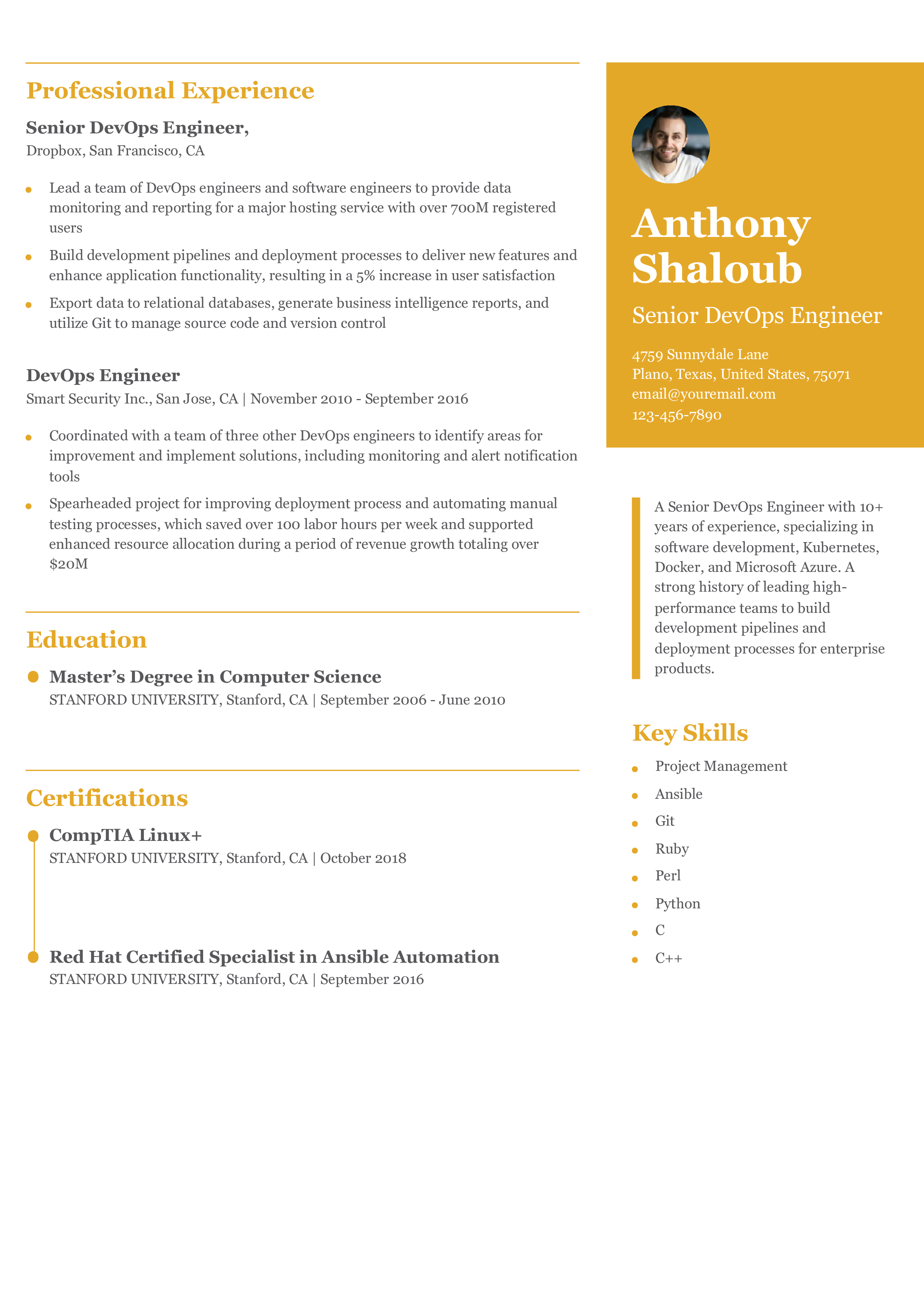 Senior-Level Resume