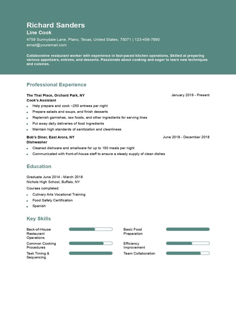 Line Cook Resume Examples and Templates for 2024
