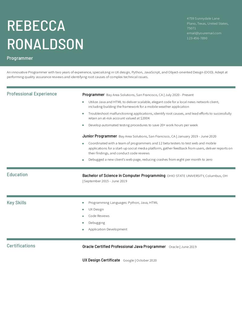 Programmer Resume Examples and Templates for 2024