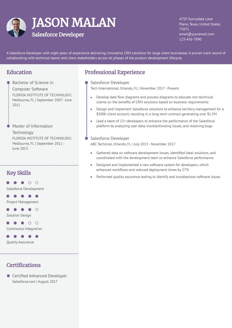 Salesforce Developer Resume Examples and Templates for 2024 ...