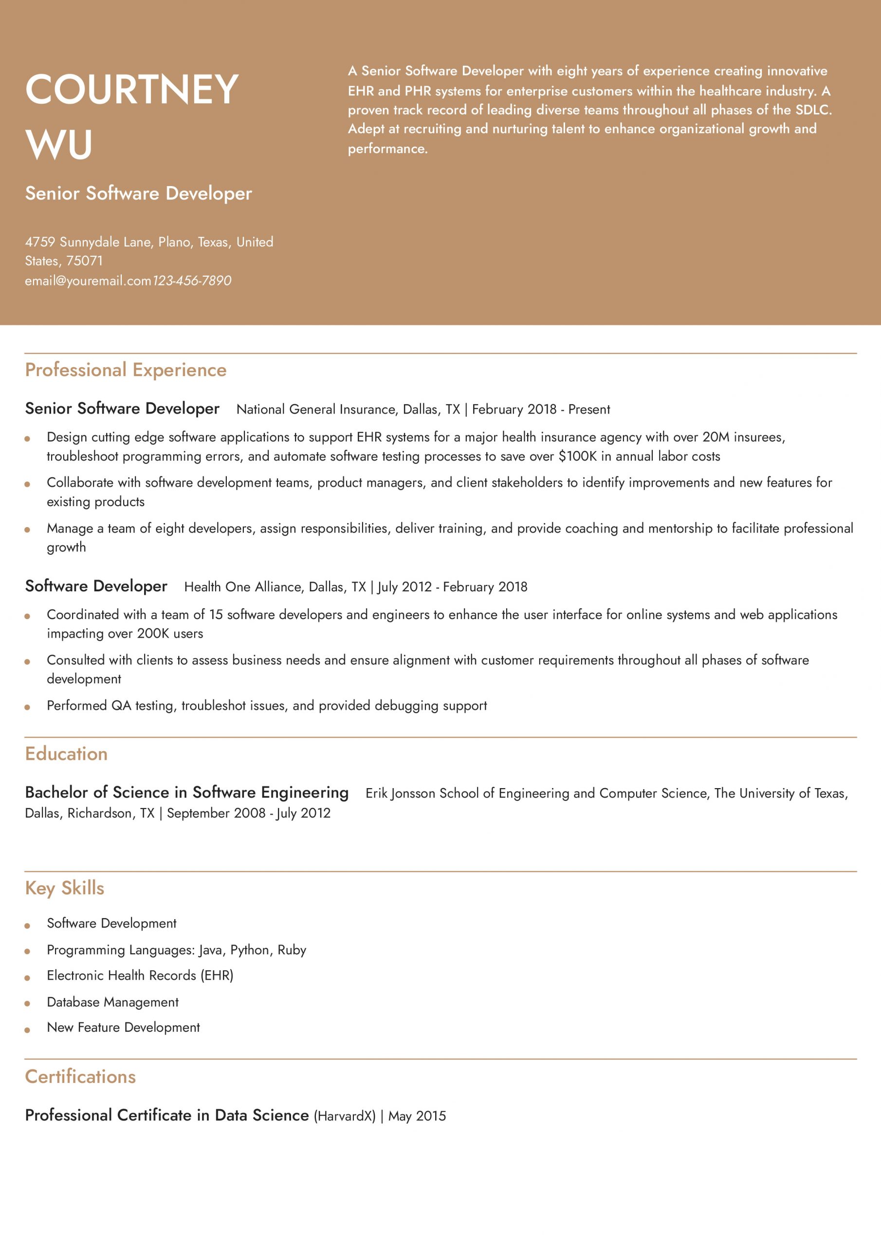 Senior Software Developer Resume Examples and Templates for 2024