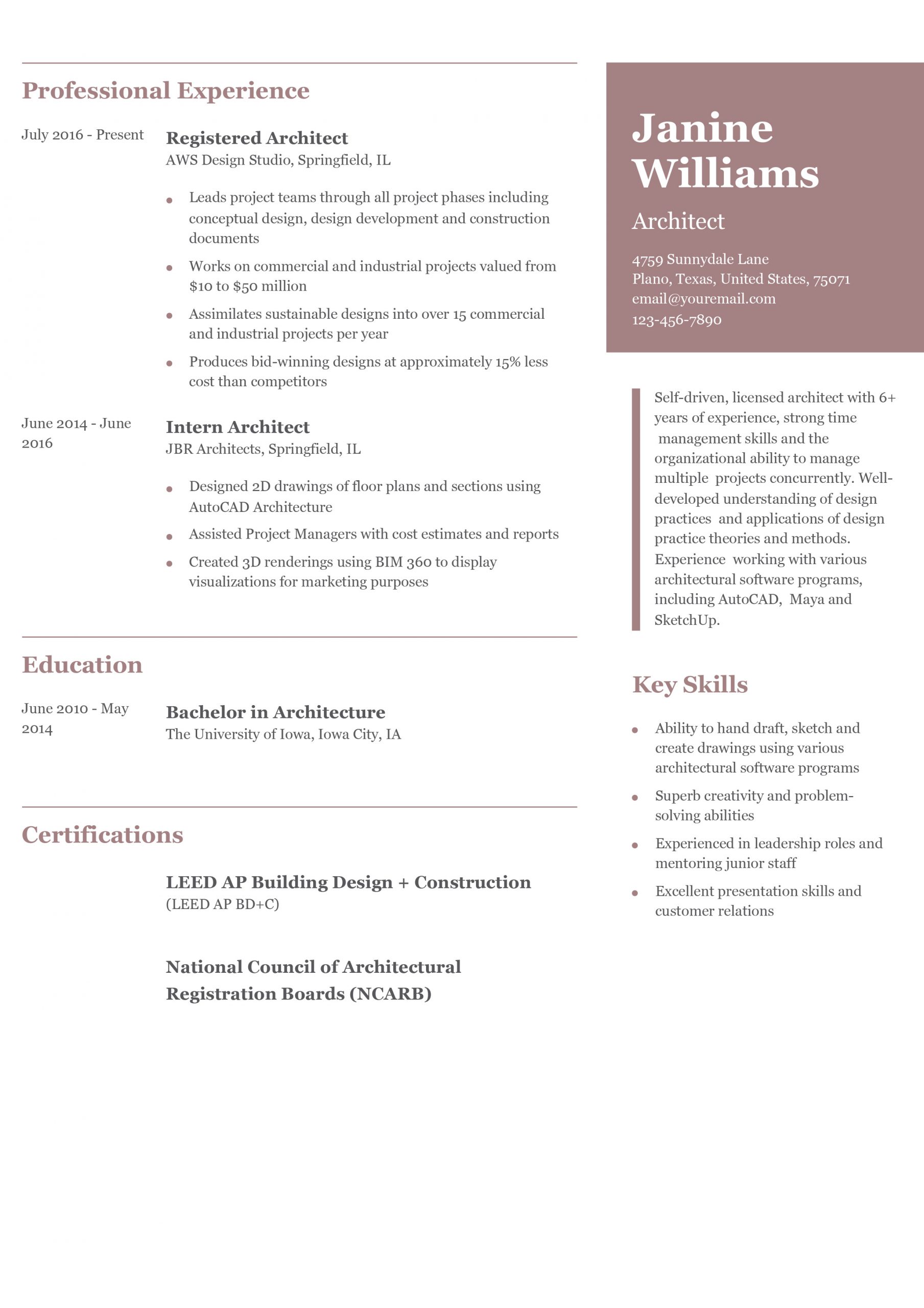 Architect Resume Examples and Templates for 2024