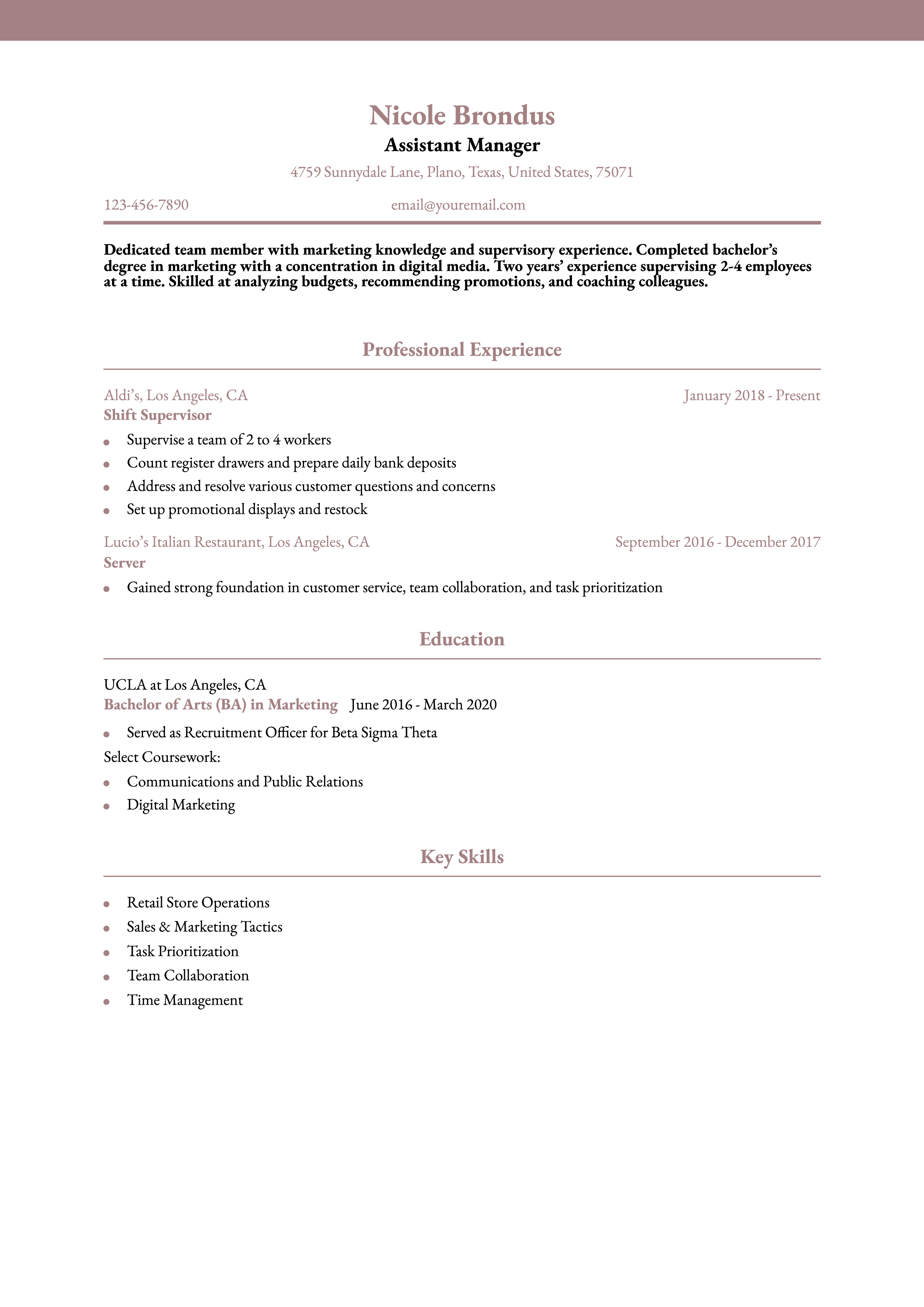 Assistant Manager Resume Examples and Templates for 2024