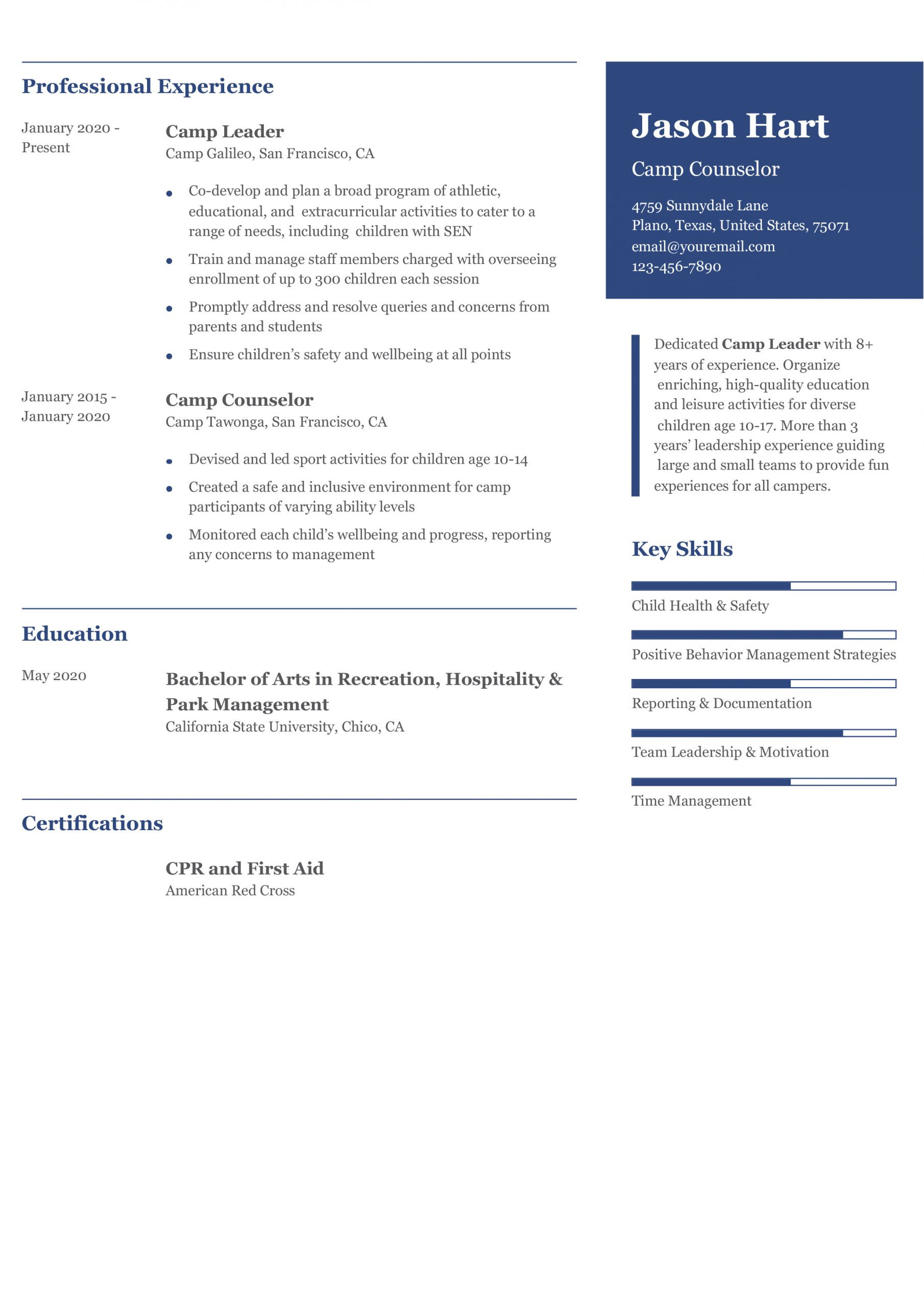 Camp Counselor Resume Examples and Templates for 2024