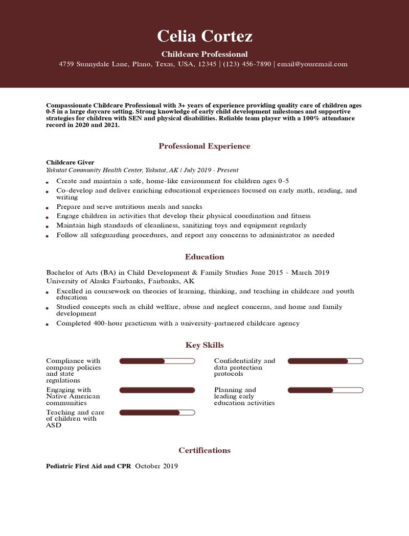 Child Care Resume Examples and Templates for 2024