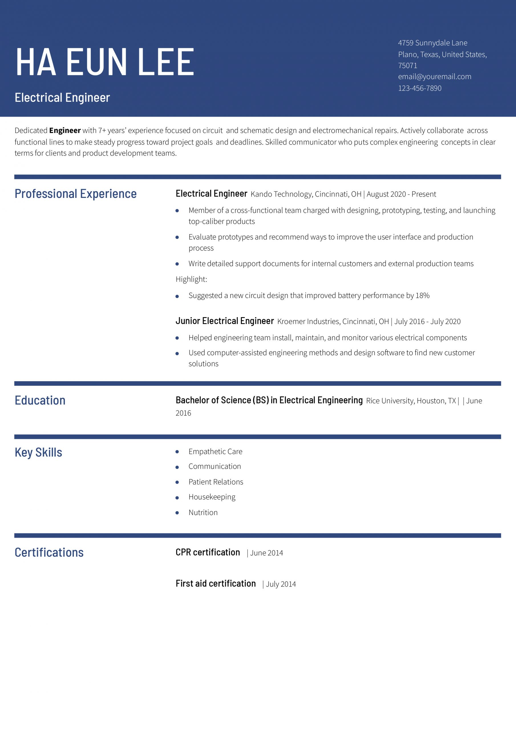 Electrical Engineer Resume Examples and Templates for 2024