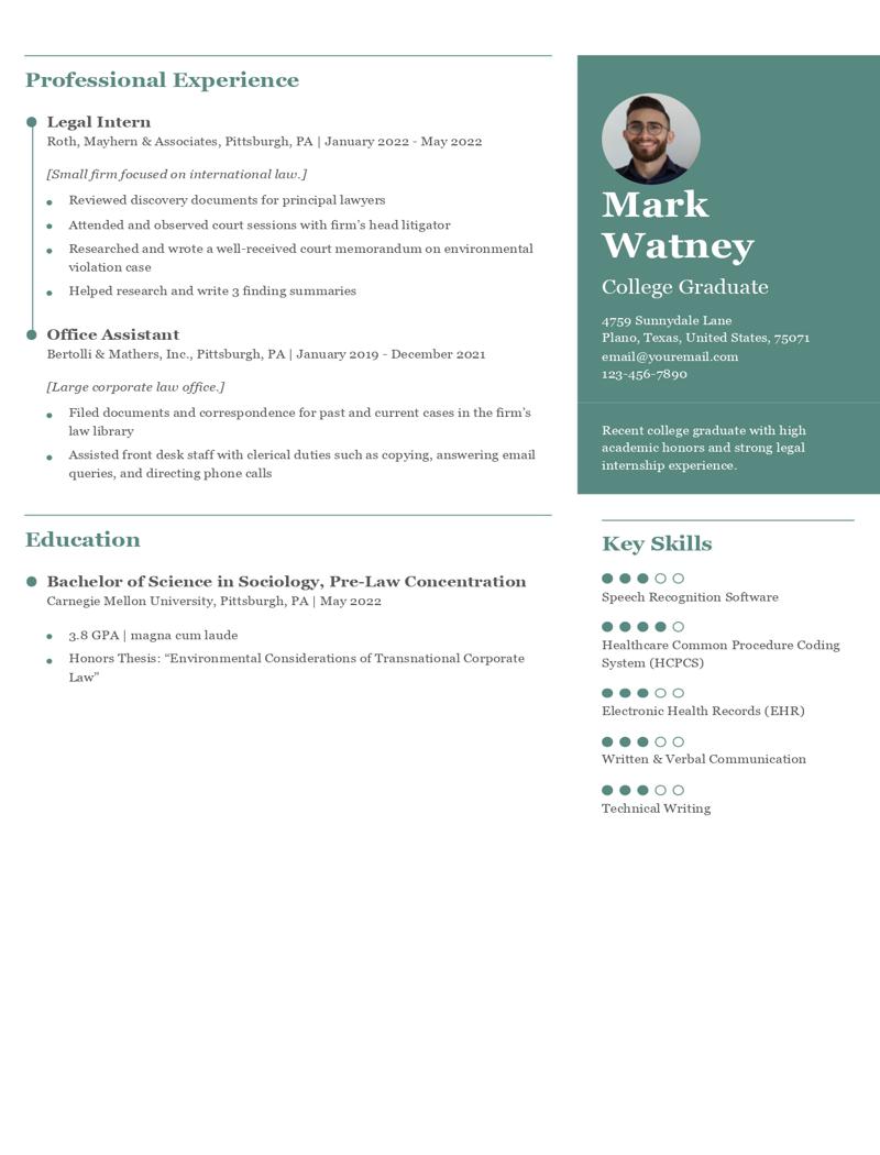 Law School Application Resume Examples and Templates for 2024