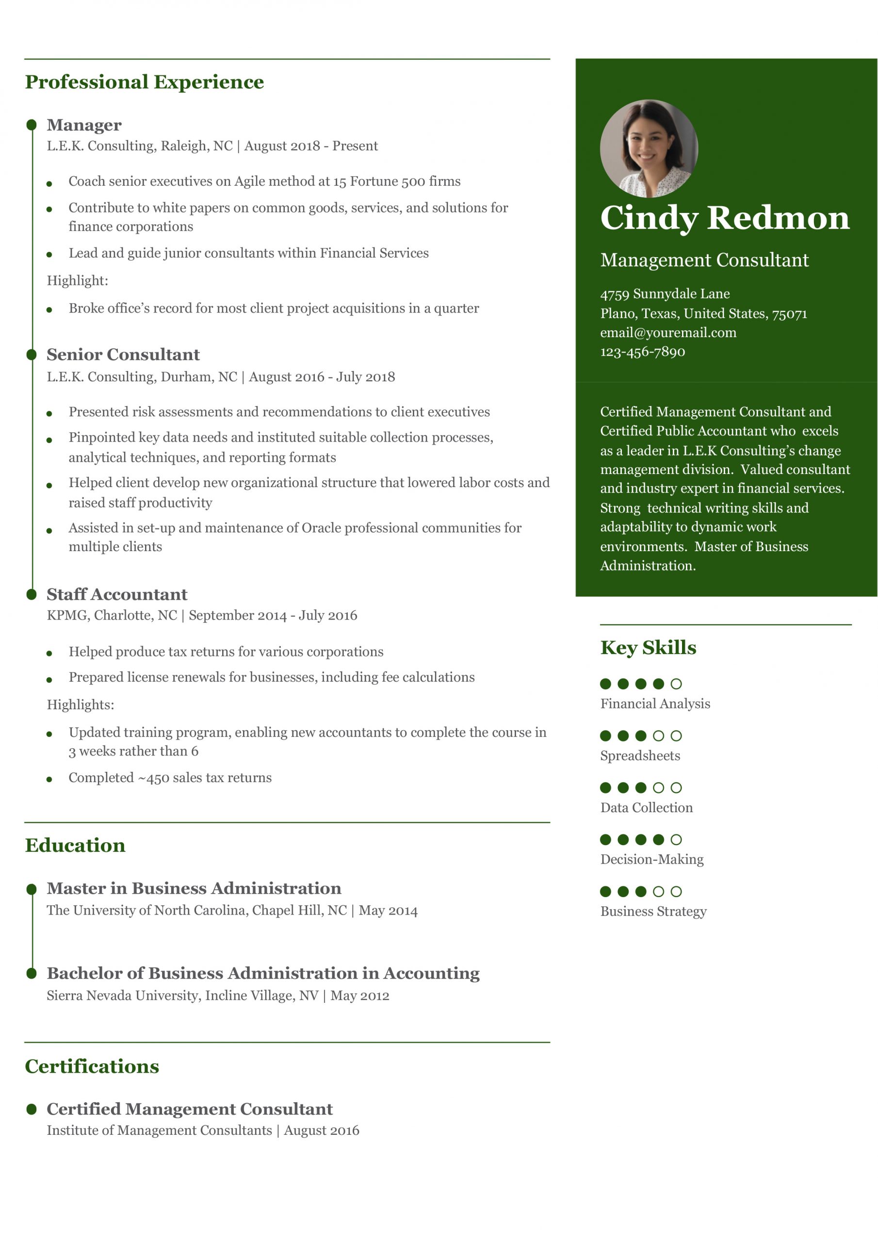 Management Consultant Resume Examples and Templates for 2024