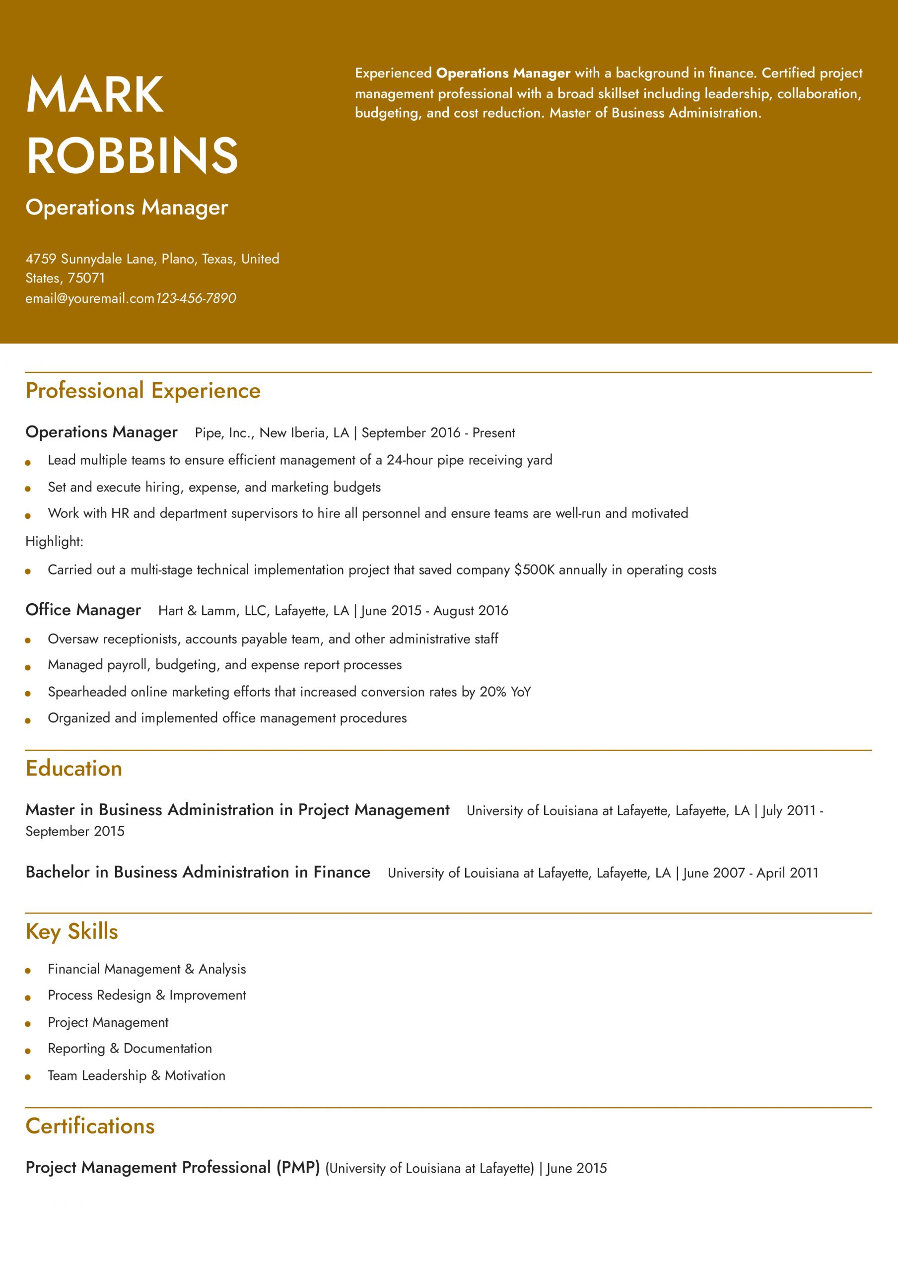 Operations Manager Resume Examples and Templates for 2024