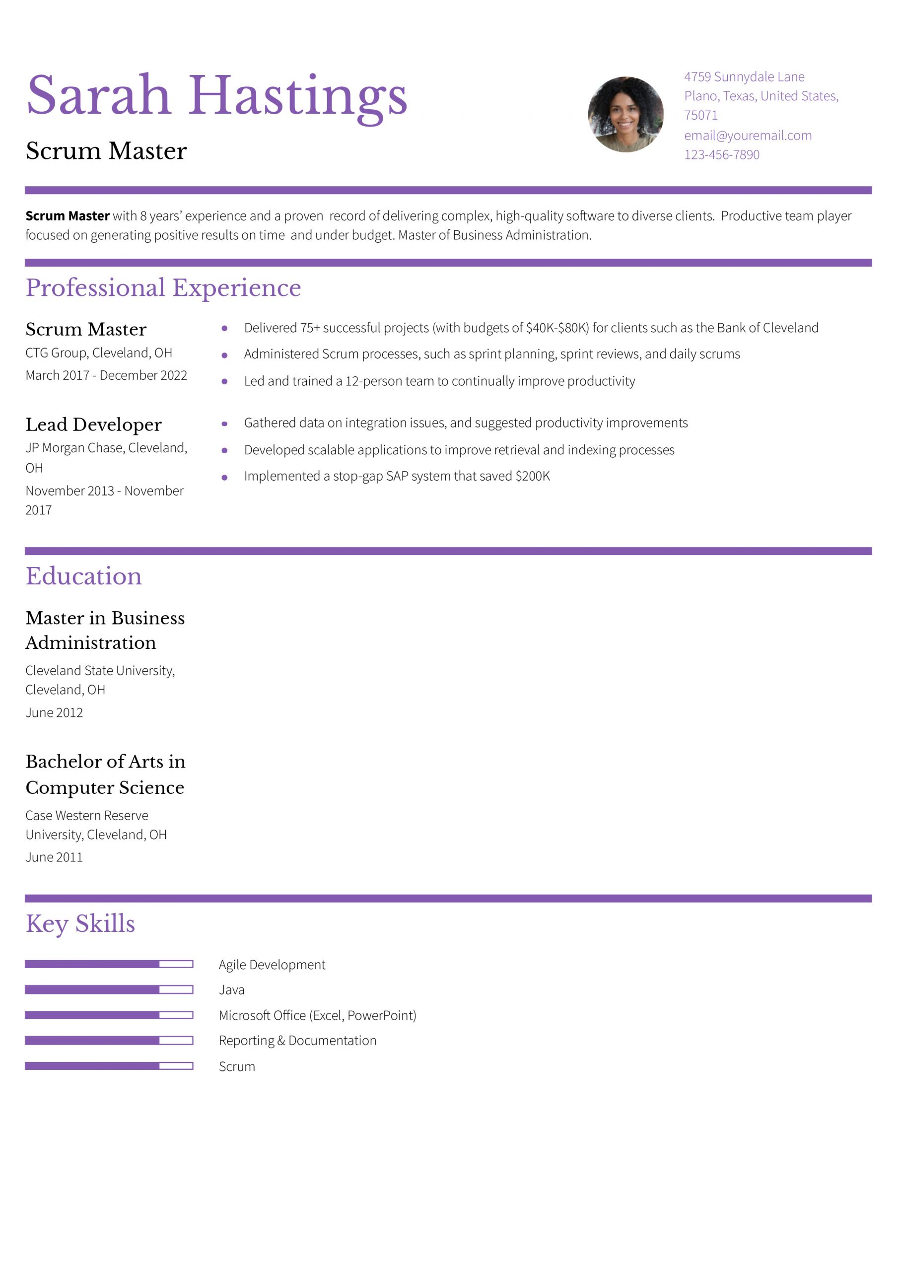 Scrum Master Resume Examples and Templates for 2024