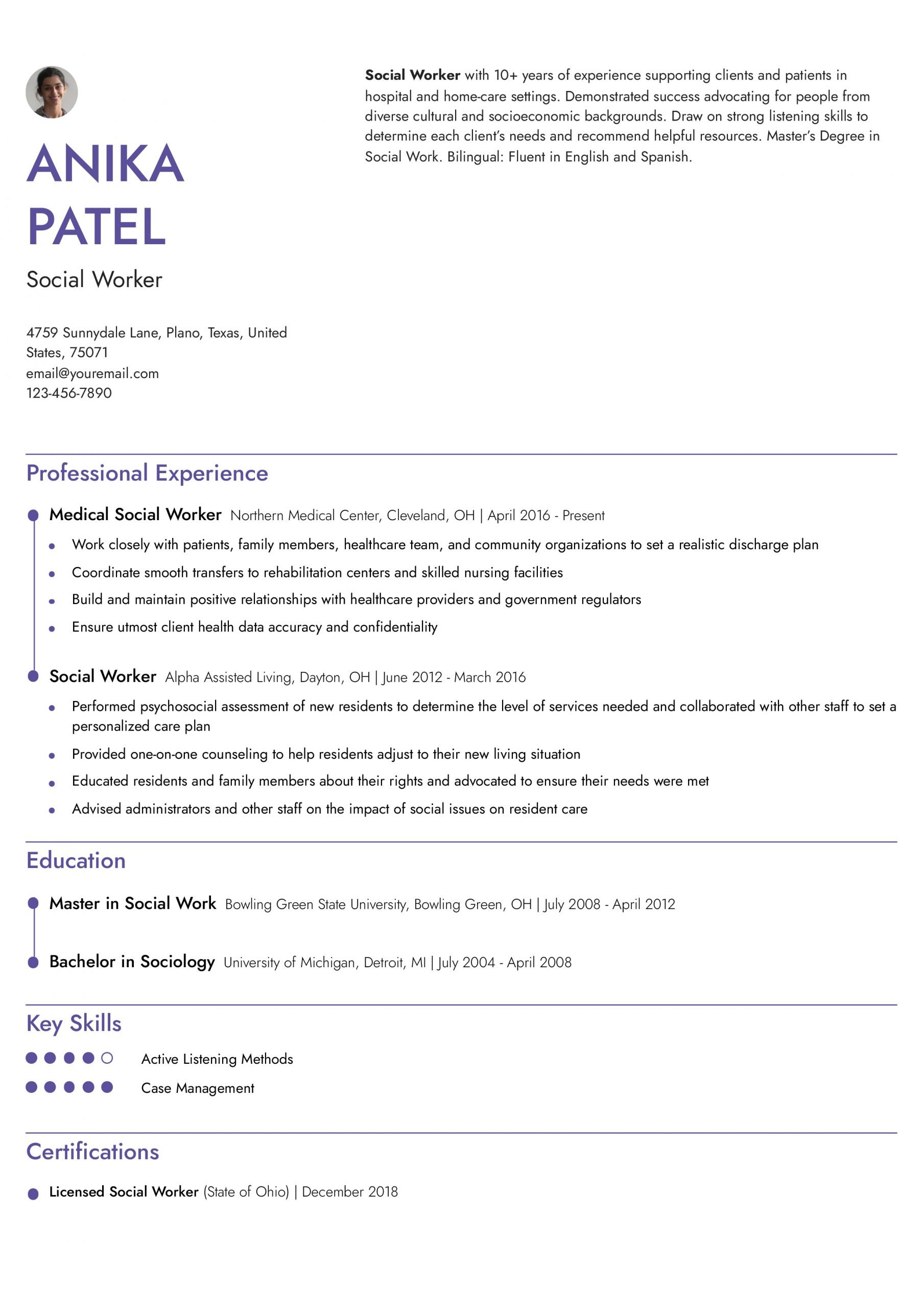 Social Work Resume Examples and Templates for 2024