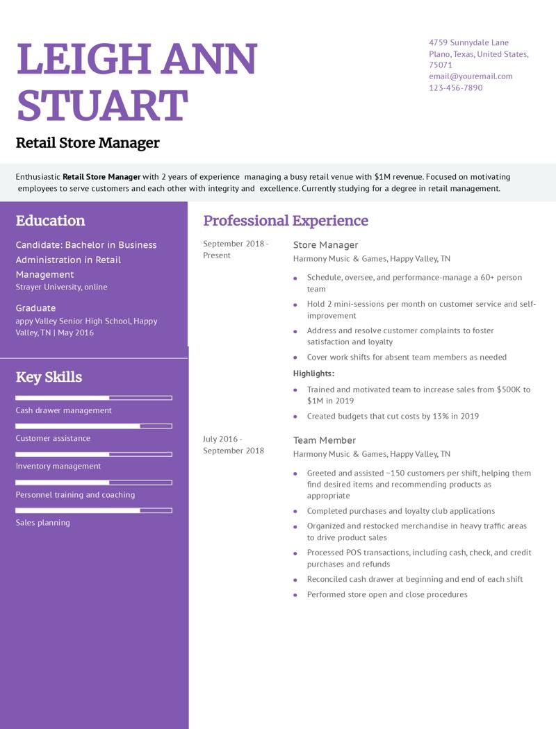 Store Manager Resume Examples and Templates for 2024