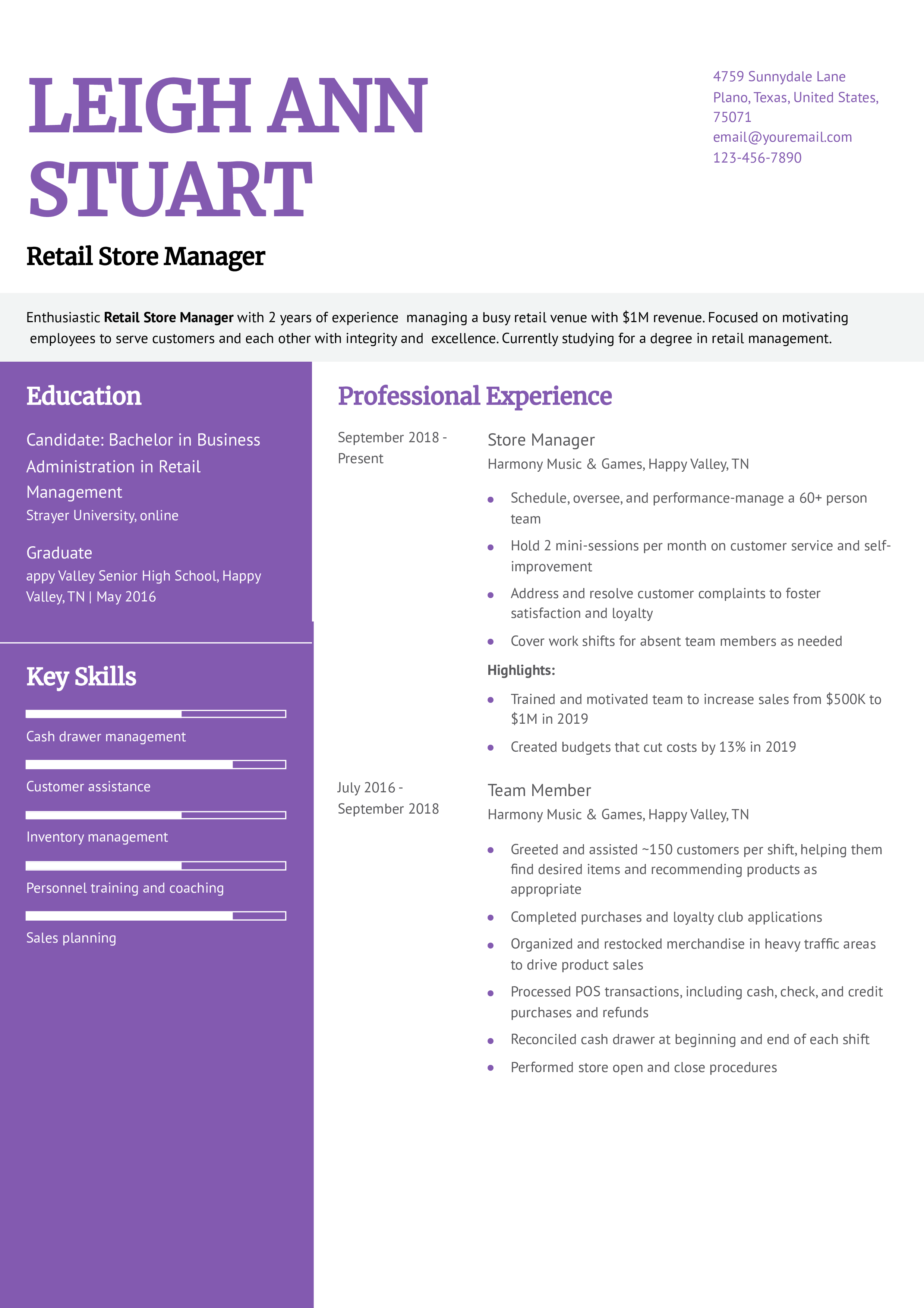 Store Manager Resume Examples and Templates for 2024